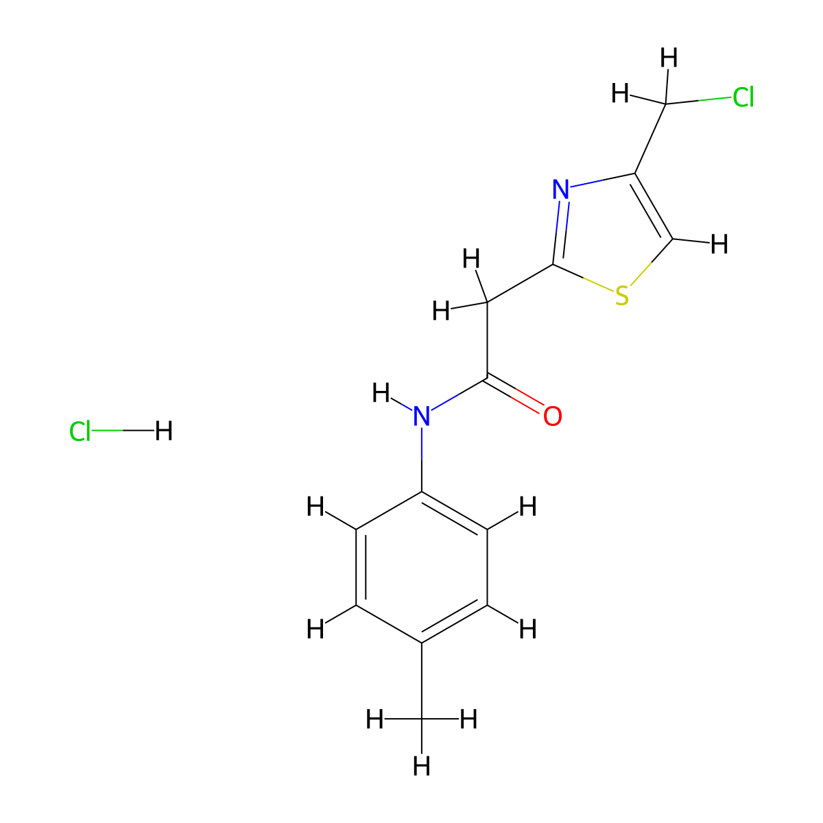 2-[4-(chloromethyl)-1,3-thiazol-2-yl]-N-(4-methylphenyl)acetamide hydrochloride molecular structure, CAS 1049728-22-4