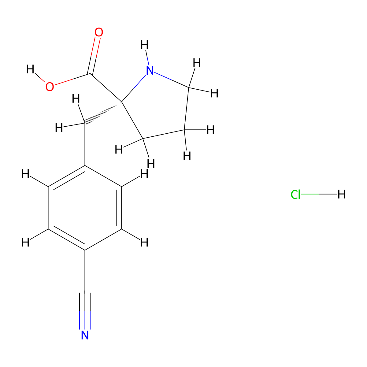 (R)-2-(4-Cyanobenzyl)pyrrolidine-2-carboxylic acid hydrochloride molecular structure, CAS 1049728-28-0