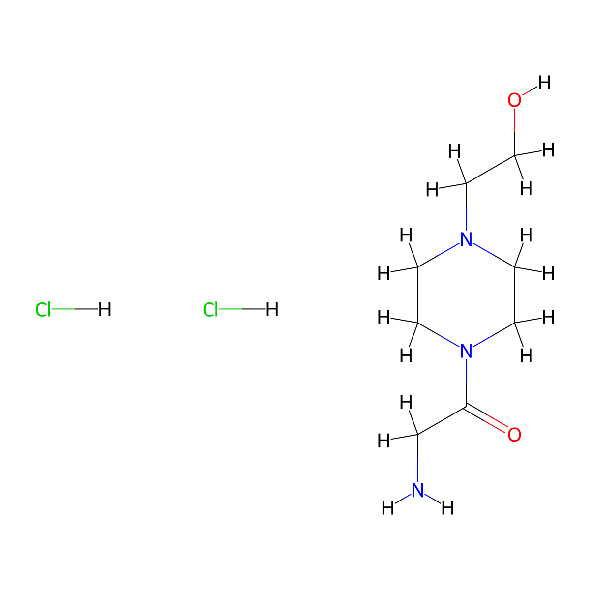 2-Amino-1-[4-(2-hydroxy-ethyl)-piperazin-1-yl]-ethanone dihydrochloride molecular structure, CAS 1049728-42-8
