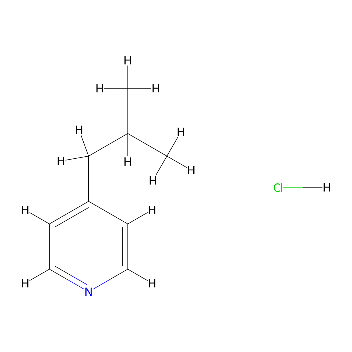 4-(2-Methylpropyl)pyridine--hydrogen chloride (1/1) molecular structure, CAS 1049728-62-2