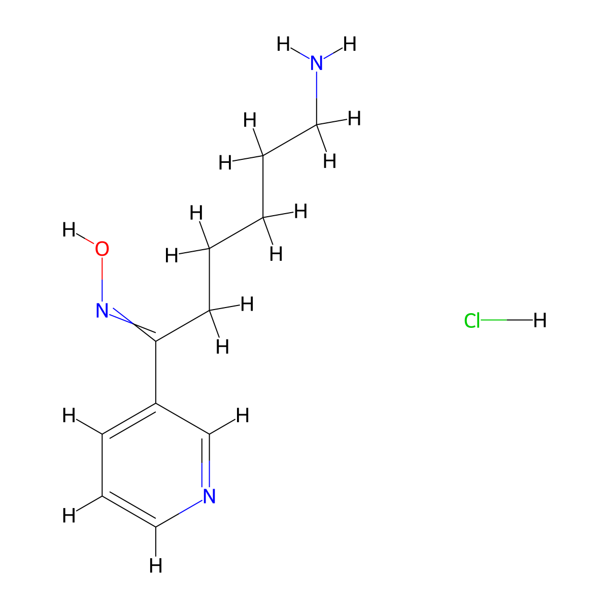 6-Amino-1-(3-pyridyl)hexan-1-one oxime;hydrochloride molecular structure, CAS 1049728-77-9