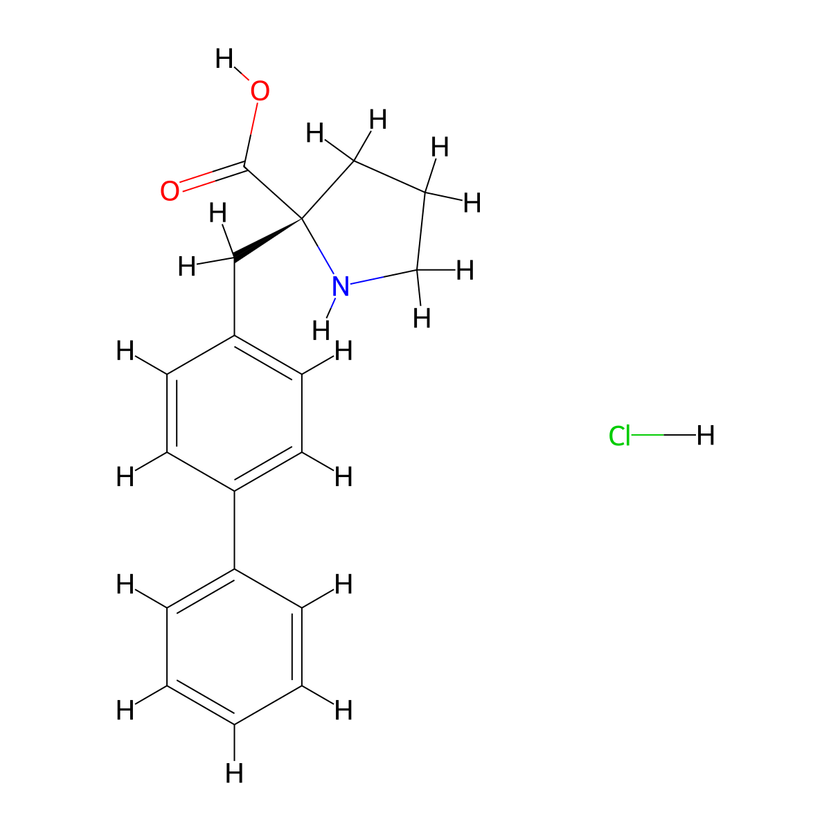 (R)-alpha-(4-biphenylmethyl)-proline-HCl molecular structure, CAS 1049728-81-5