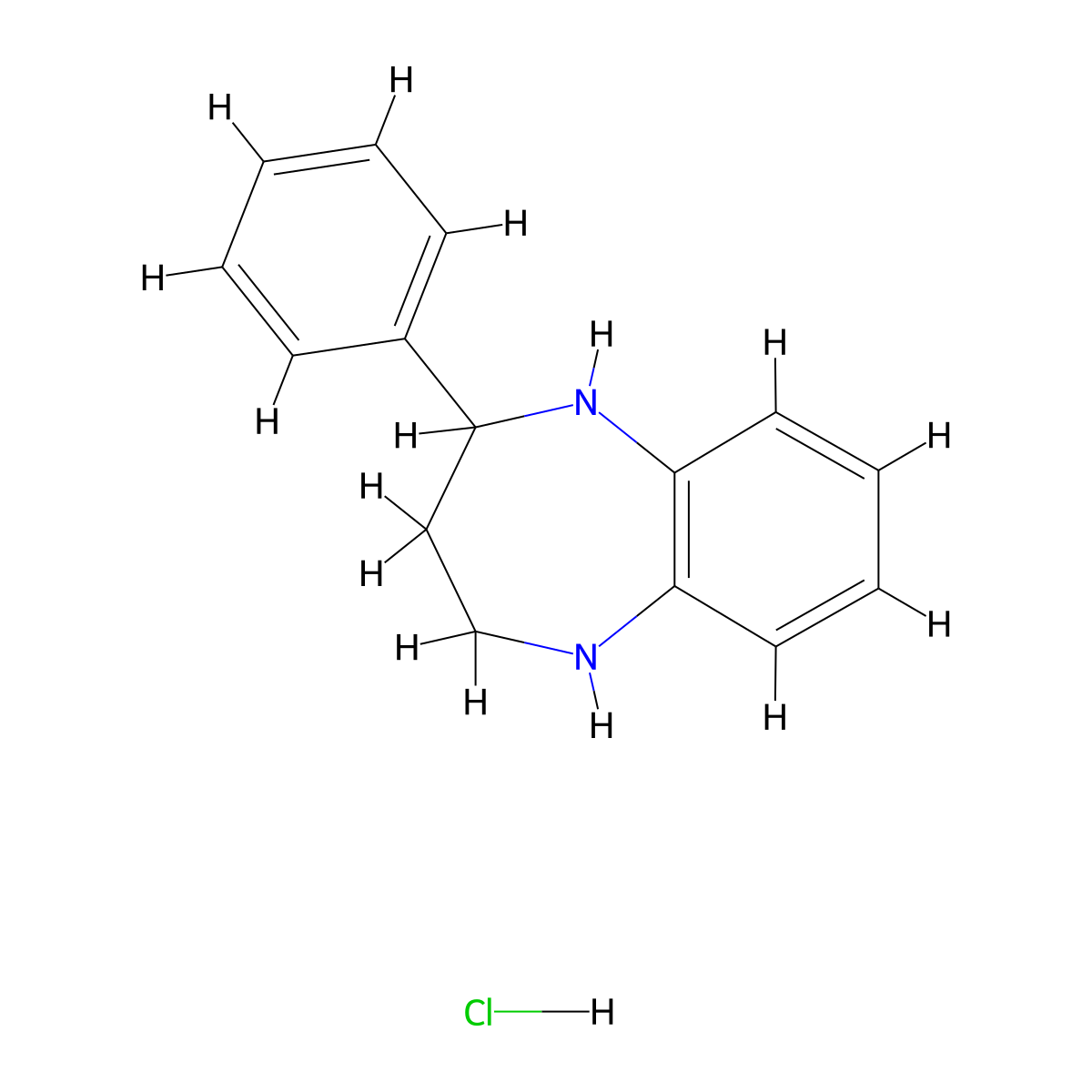 2-phenyl-2,3,4,5-tetrahydro-1H-1,5-benzodiazepine hydrochloride molecular structure, CAS 1049729-34-1