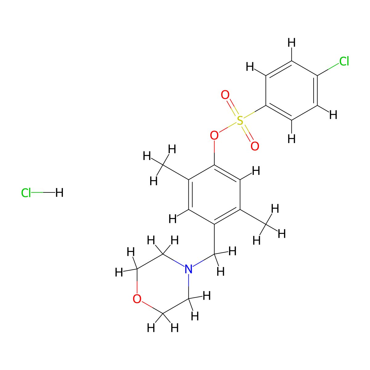 2,5-Dimethyl-4-(morpholinomethyl)phenyl 4-chlorobenzenesulfonate hydrochloride molecular structure, CAS 1049729-81-8