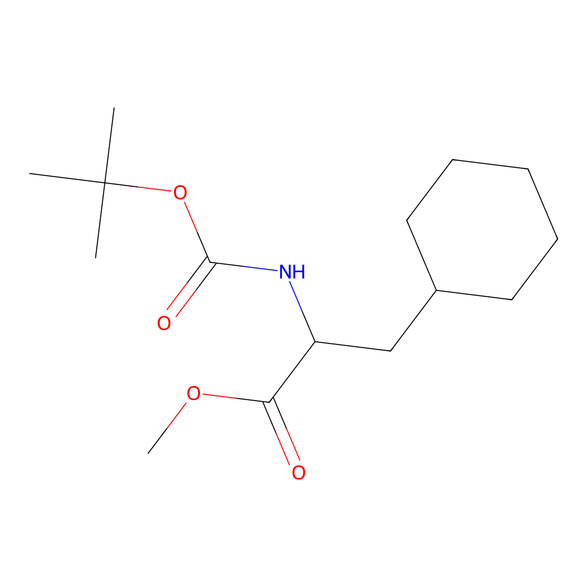 Methyl 2-((tert-butoxycarbonyl)amino)-3-cyclohexylpropanoate molecular structure, CAS 104973-60-6