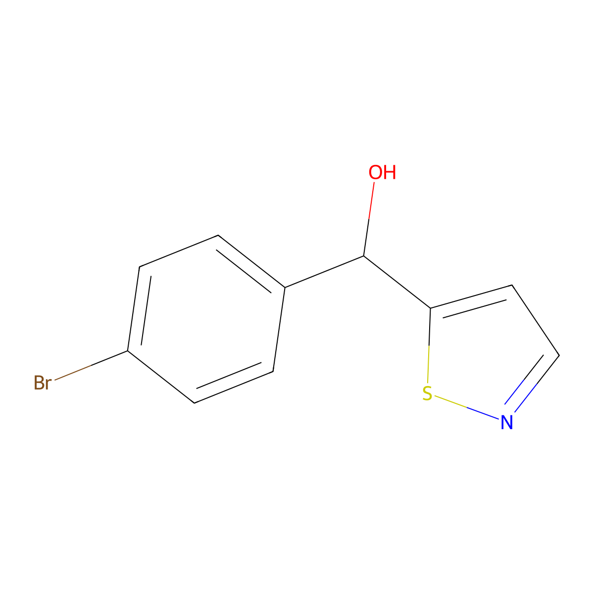(4-Bromophenyl)(1,2-thiazol-5-yl)methanol molecular structure, CAS 1049730-17-7