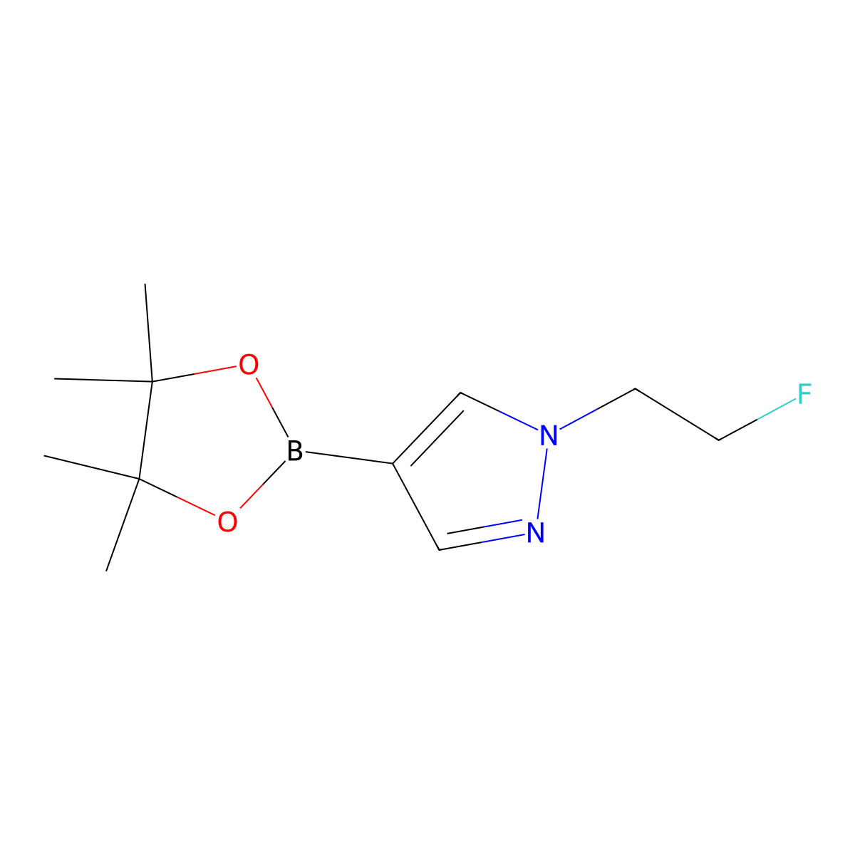 1-(2-fluoroethyl)-4-(4,4,5,5-tetramethyl-1,3,2-dioxaborolan-2-yl)-1H-pyrazole molecular structure, CAS 1049730-39-3
