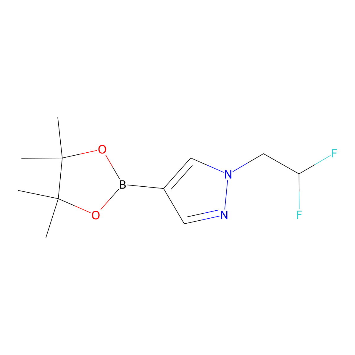 1-(2,2-difluoroethyl)-4-(tetramethyl-1,3,2-dioxaborolan-2-yl)-1H-pyrazole molecular structure, CAS 1049730-40-6