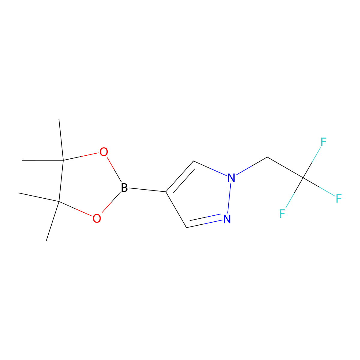 4-(tetramethyl-1,3,2-dioxaborolan-2-yl)-1-(2,2,2-trifluoroethyl)-1H-pyrazole molecular structure, CAS 1049730-42-8