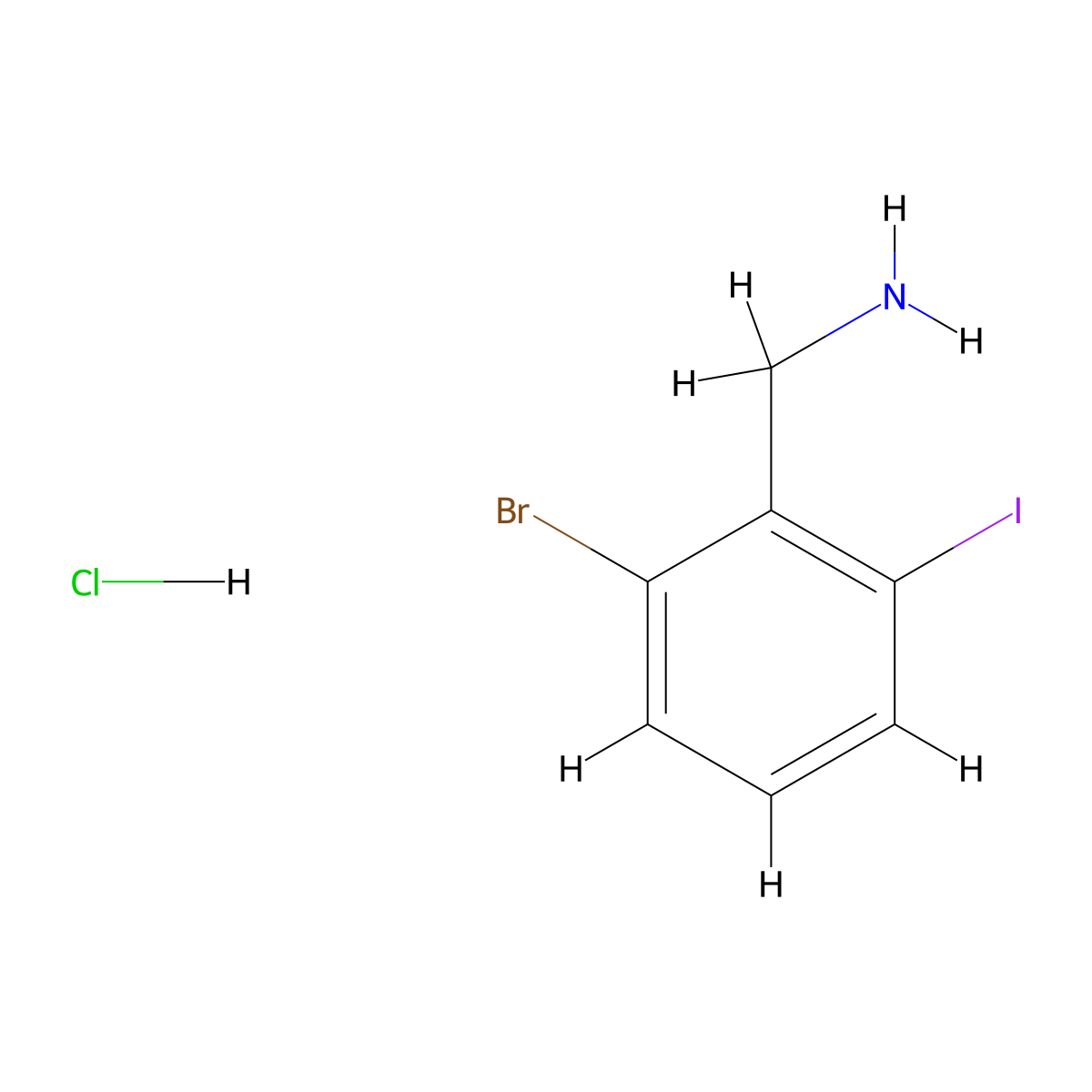 1-(2-Bromo-6-iodophenyl)methanamine hydrochloride molecular structure, CAS 1049730-44-0