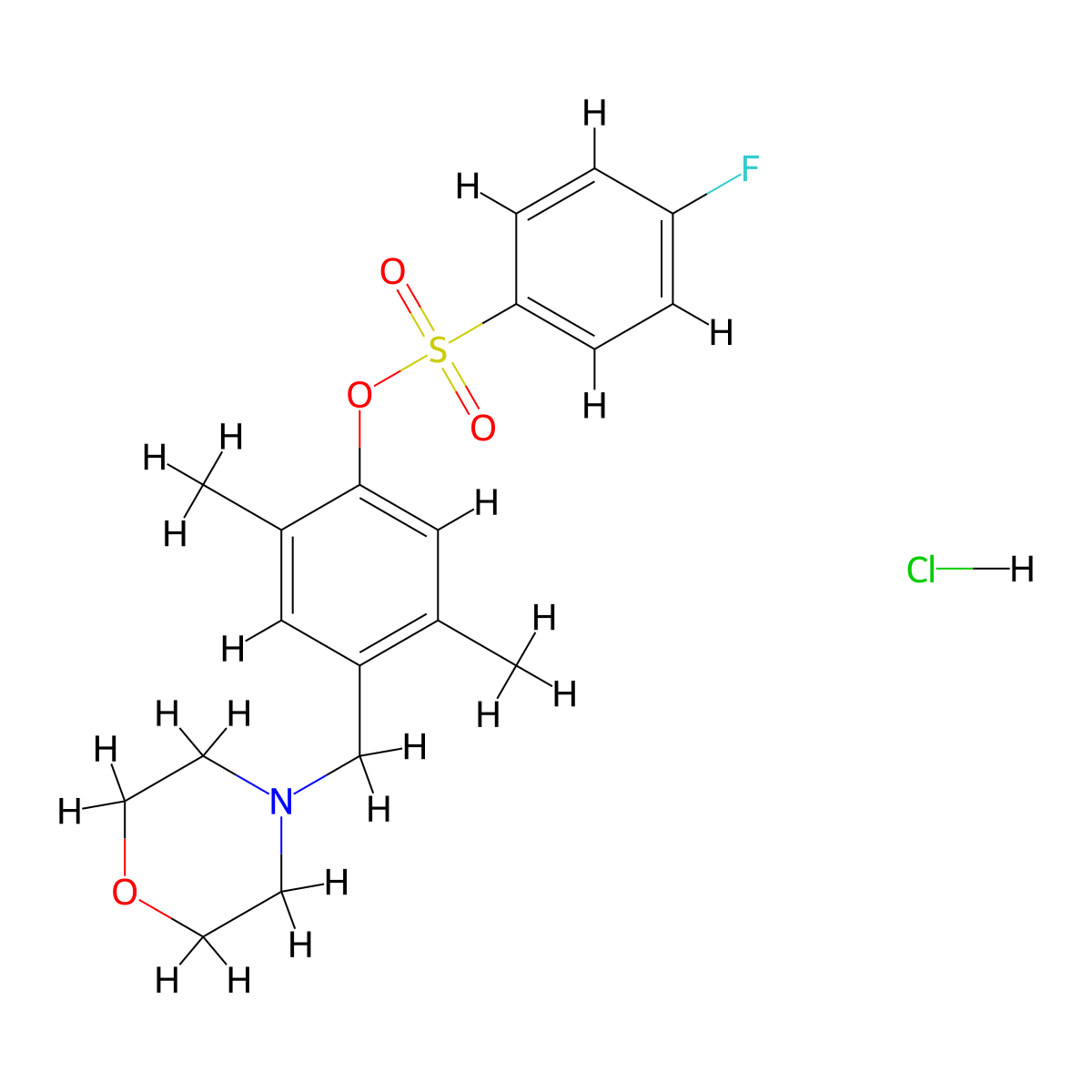 2,5-Dimethyl-4-(morpholinomethyl)phenyl 4-fluorobenzenesulfonate hydrochloride molecular structure, CAS 1049730-54-2