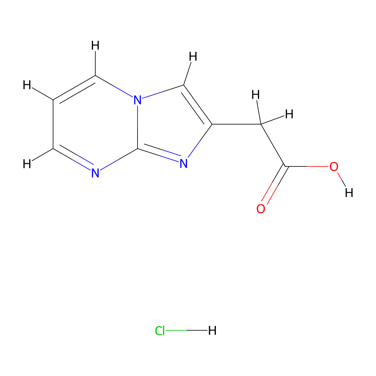 Imidazo[1,2-a]pyrimidine-2-acetic acid hydrochloride molecular structure, CAS 1049730-74-6