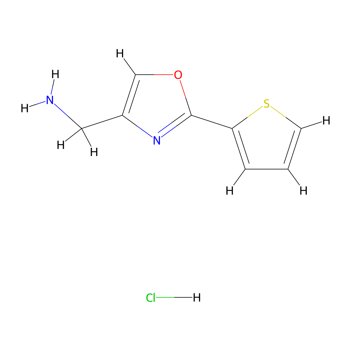 (2-(Thiophen-2-yl)oxazol-4-yl)methanamine hydrochloride molecular structure, CAS 1049731-26-1