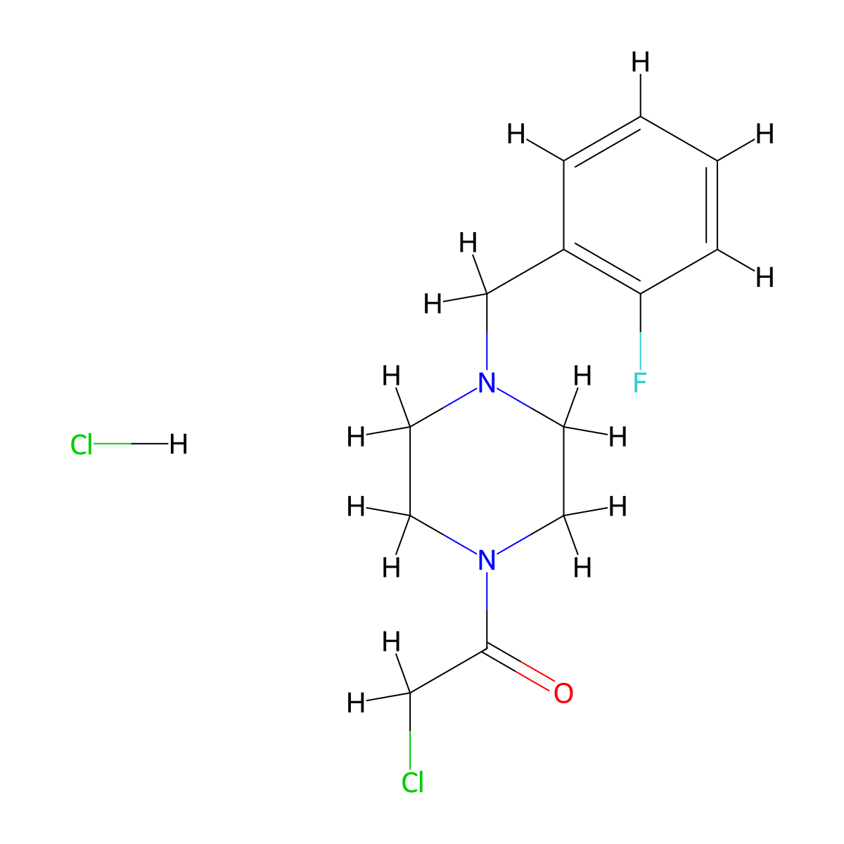 2-Chloro-1-{4-[(2-fluorophenyl)methyl]piperazin-1-yl}ethan-1-one hydrochloride molecular structure, CAS 1049731-50-1