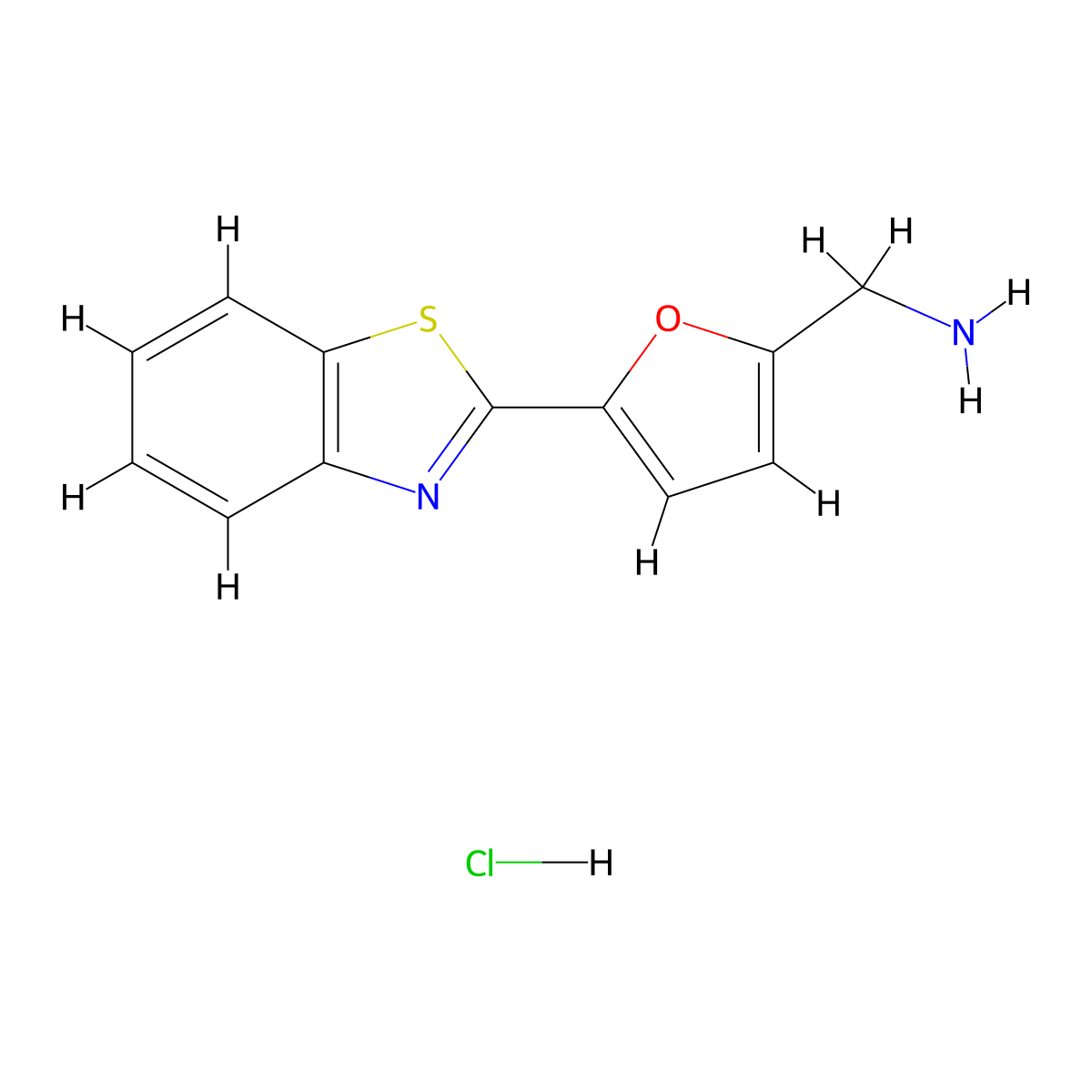 (5-(Benzo[d]thiazol-2-yl)furan-2-yl)methanamine hydrochloride molecular structure, CAS 1049731-85-2