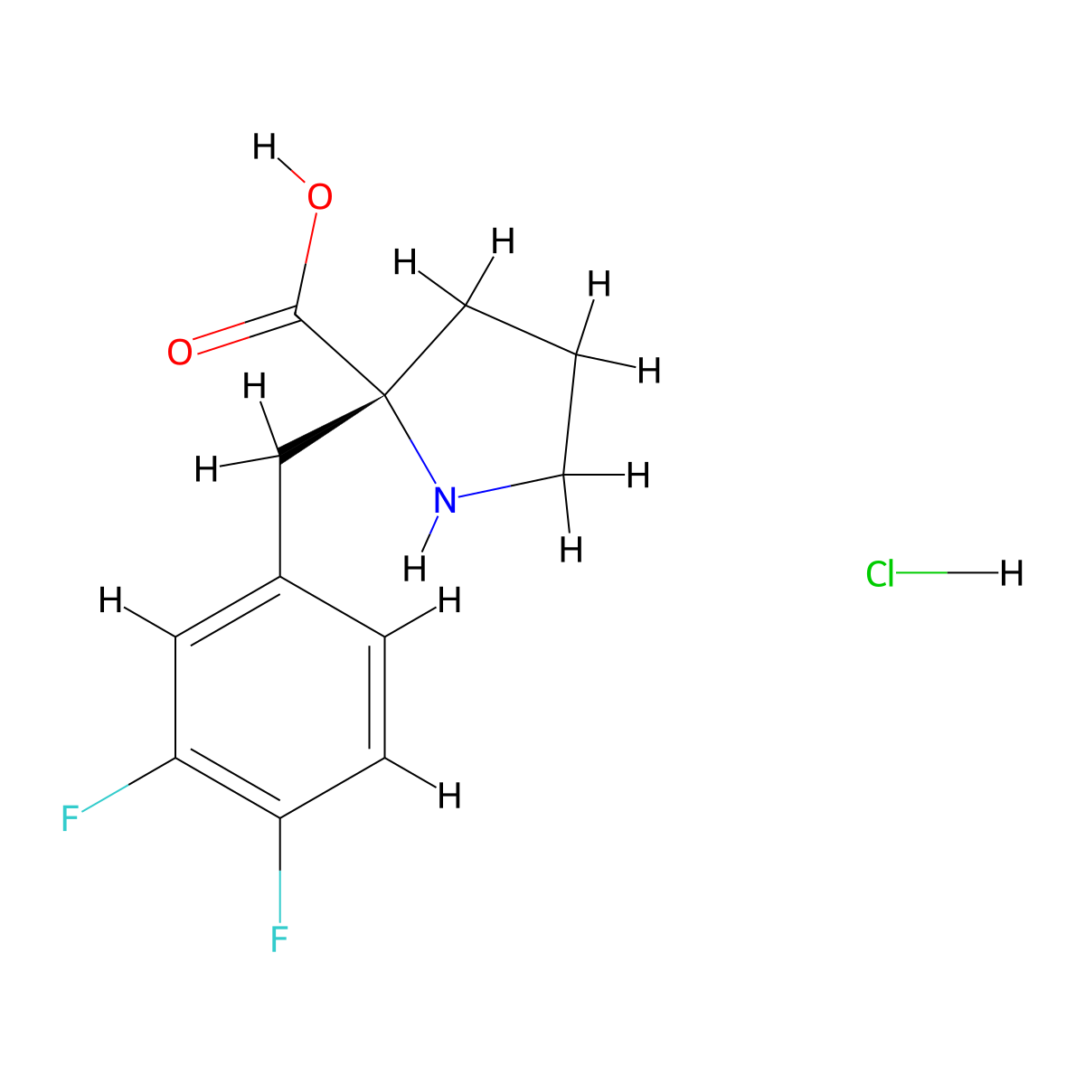 (R)-2-(3,4-Difluorobenzyl)pyrrolidine-2-carboxylic acid hydrochloride molecular structure, CAS 1049732-11-7