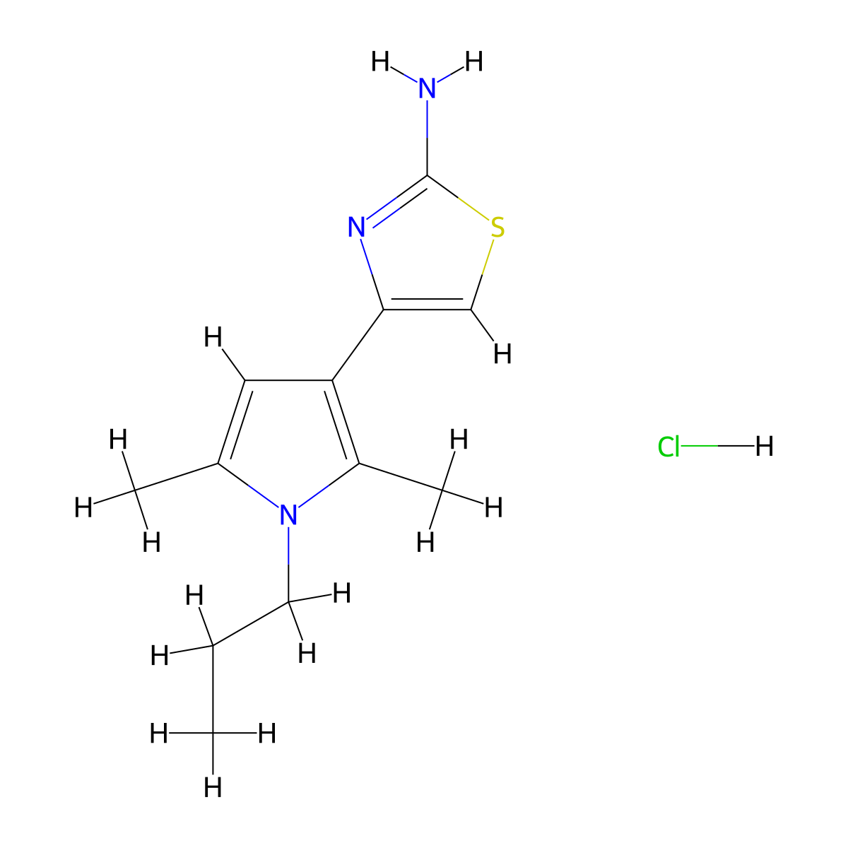 4-(2,5-dimethyl-1-propyl-1H-pyrrol-3-yl)-1,3-thiazol-2-amine hydrochloride molecular structure, CAS 1049732-72-0