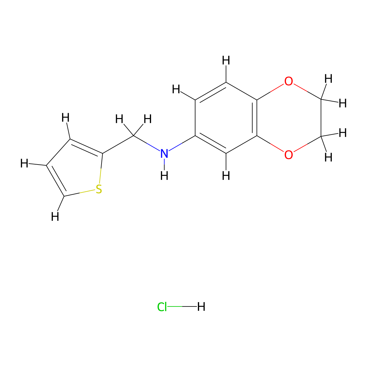 N-(thien-2-ylmethyl)-2,3-dihydro-1,4-benzodioxin-6-amine hydrochloride molecular structure, CAS 1049733-16-5