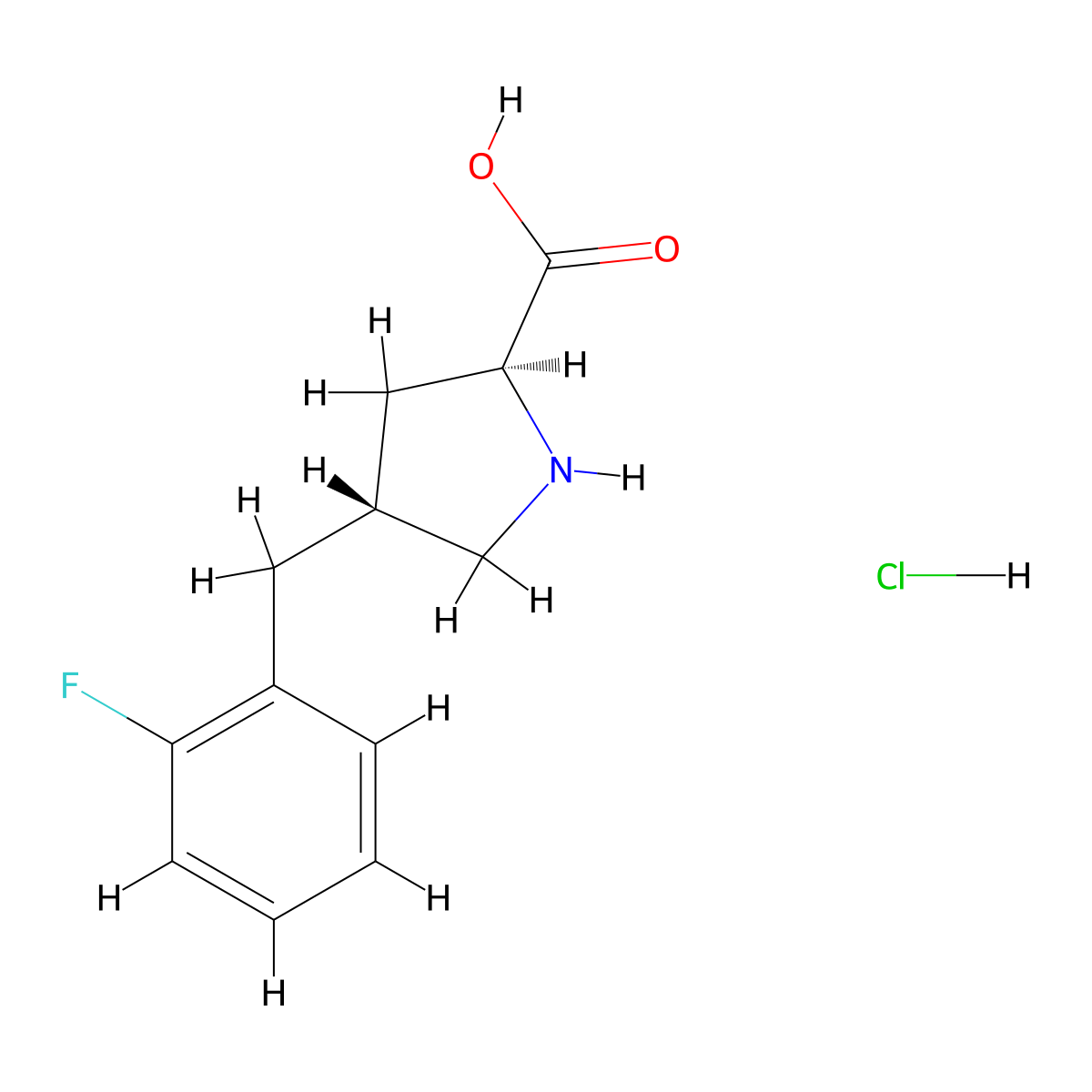 (2S,4R)-4-(2-Fluorobenzyl)pyrrolidine-2-carboxylic acid hydrochloride molecular structure, CAS 1049733-29-0