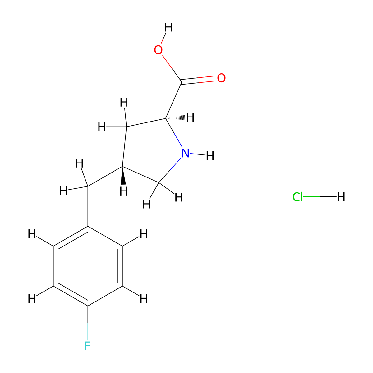 (2S,4R)-4-(4-Fluorobenzyl)pyrrolidine-2-carboxylic acid hydrochloride molecular structure, CAS 1049733-41-6