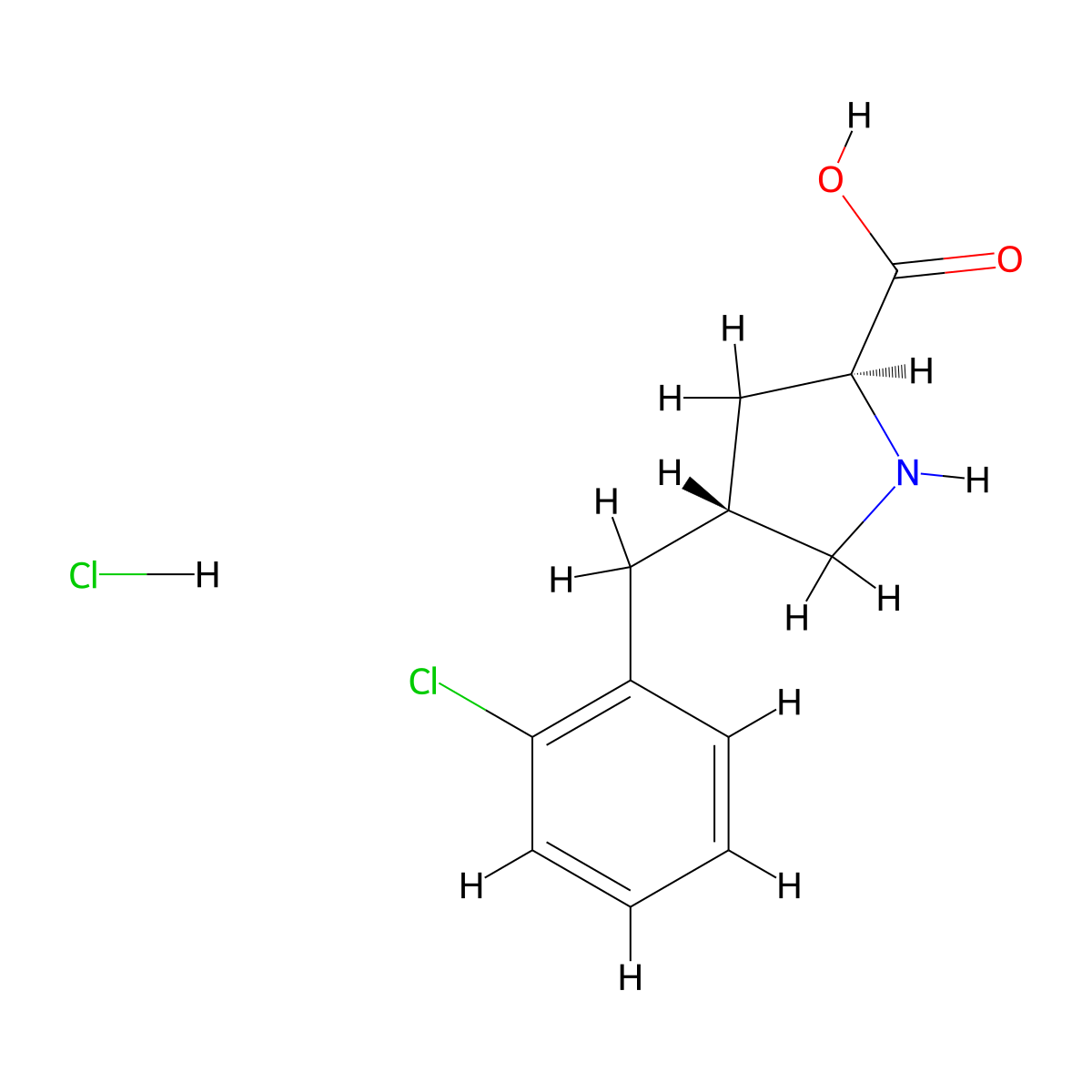 (4R)-4-((2-Chlorophenyl)methyl)-L-proline--hydrogen chloride (1/1) molecular structure, CAS 1049733-67-6