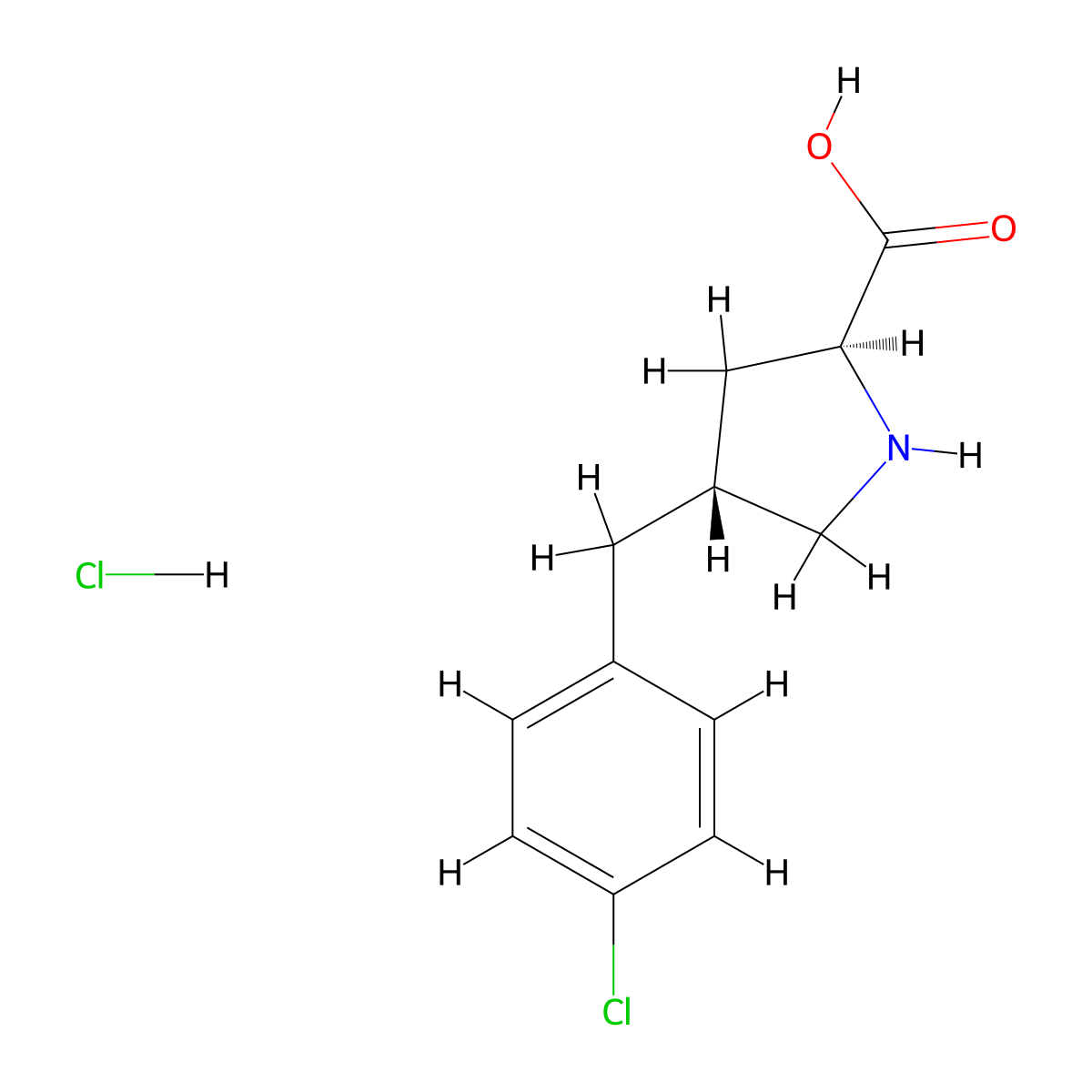 (2S,4R)-4-(4-Chlorobenzyl)pyrrolidine-2-carboxylic acid hydrochloride molecular structure, CAS 1049733-88-1