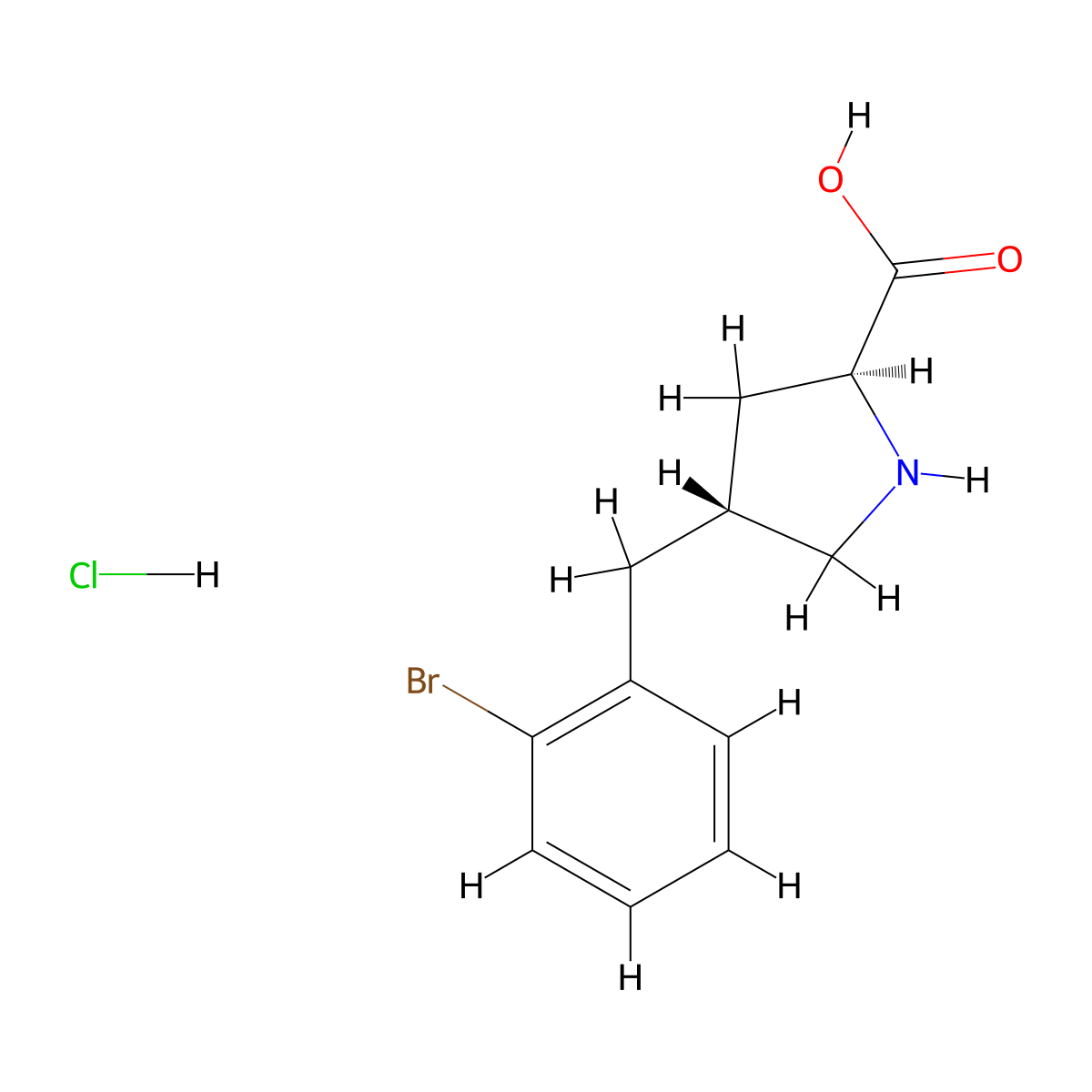 (2S,4R)-4-(2-Bromobenzyl)pyrrolidine-2-carboxylic acid hydrochloride molecular structure, CAS 1049733-97-2