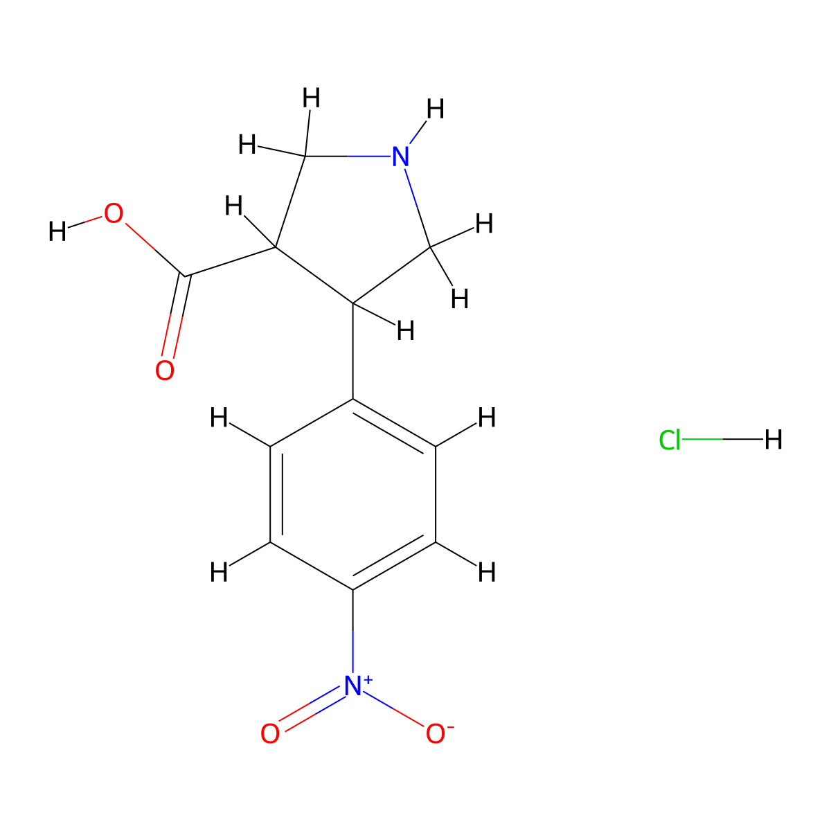 (+/-)-trans-4-(4-Nitrophenyl)pyrrolidine-3-carboxylic acid hydrochloride molecular structure, CAS 1049734-02-2