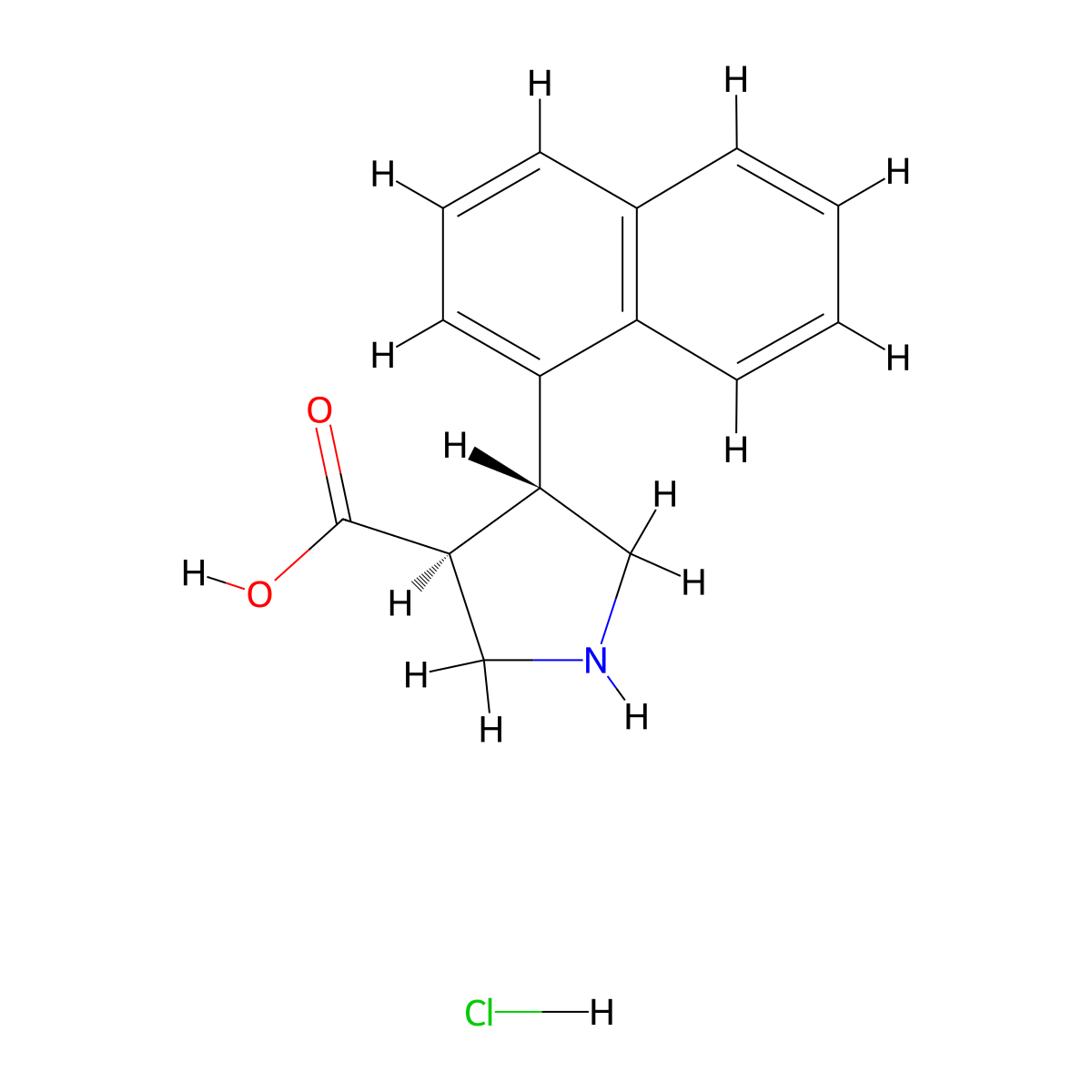(3S,4R)-4-(Naphthalen-1-yl)pyrrolidine-3-carboxylic acid hydrochloride molecular structure, CAS 1049734-07-7