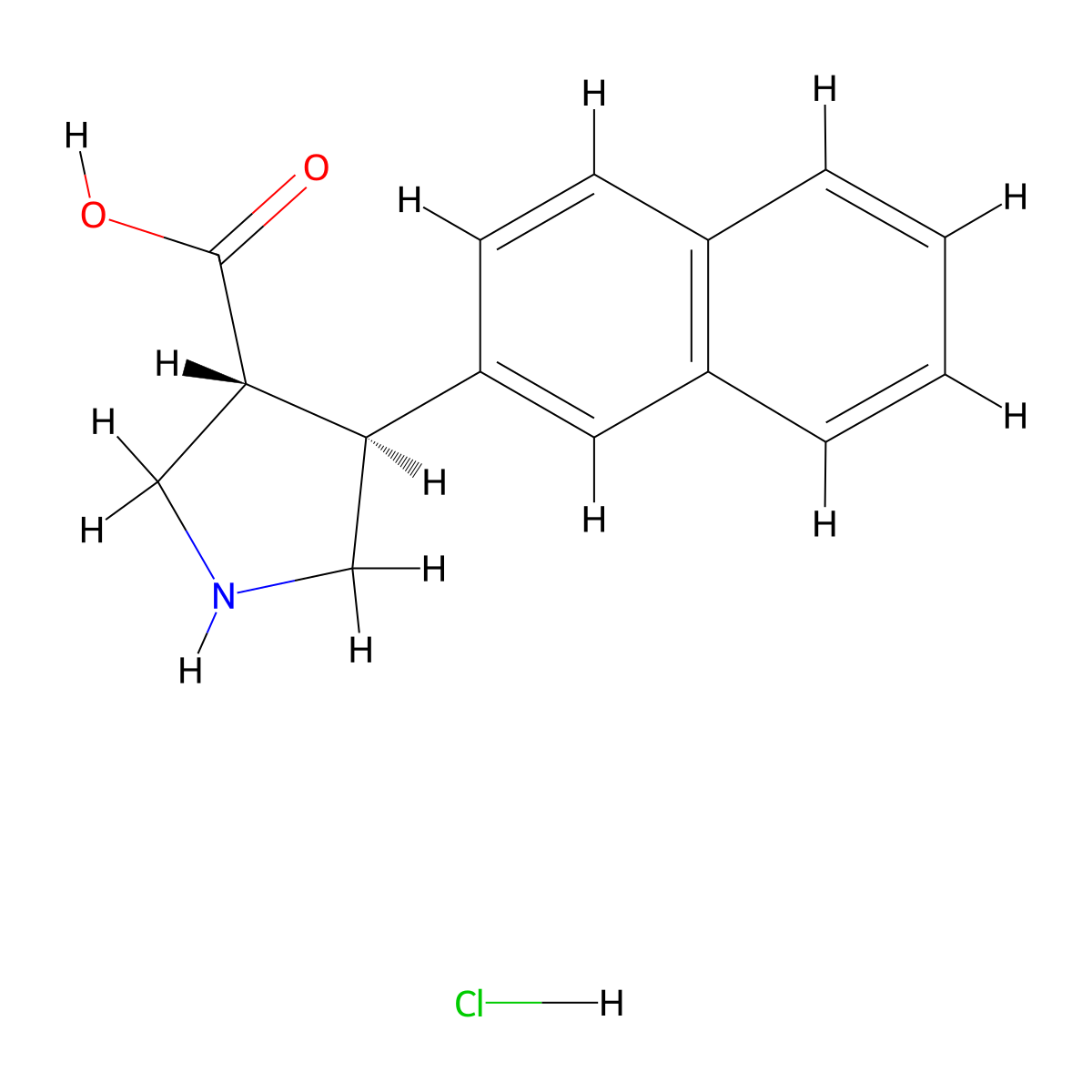 (3R,4S)-4-(Naphthalen-2-yl)pyrrolidine-3-carboxylic acid hydrochloride molecular structure, CAS 1049734-17-9