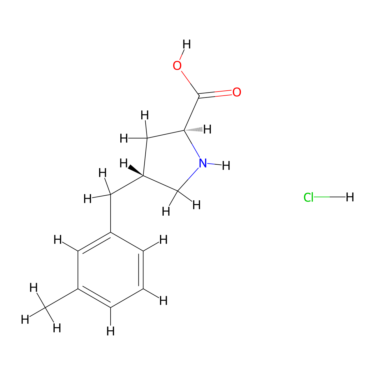 (2S,4R)-4-(3-Methylbenzyl)pyrrolidine-2-carboxylic acid hydrochloride molecular structure, CAS 1049734-52-2
