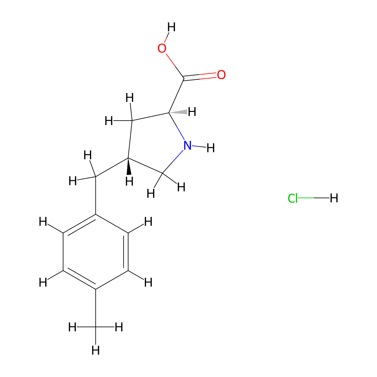 (2S,4R)-4-(4-Methylbenzyl)pyrrolidine-2-carboxylic acid hydrochloride molecular structure, CAS 1049734-62-4