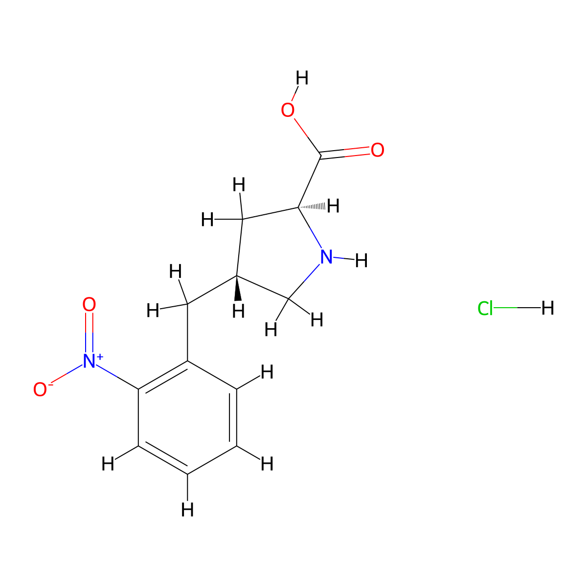 (2S,4R)-4-(2-Nitrobenzyl)pyrrolidine-2-carboxylic acid hydrochloride molecular structure, CAS 1049734-78-2