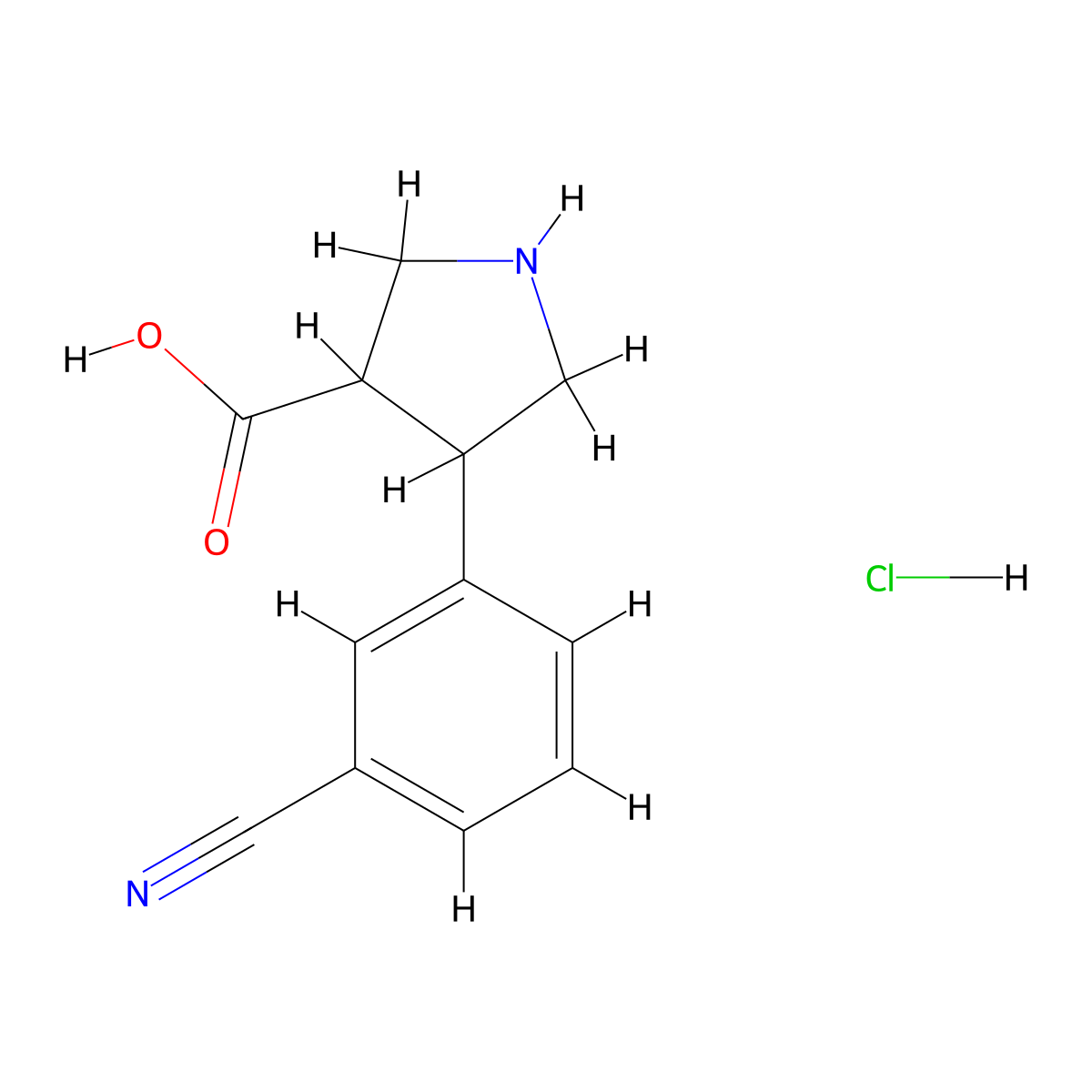 (+/-)-trans-4-(3-Cyanophenyl)pyrrolidine-3-carboxylic acid hydrochloride molecular structure, CAS 1049734-95-3