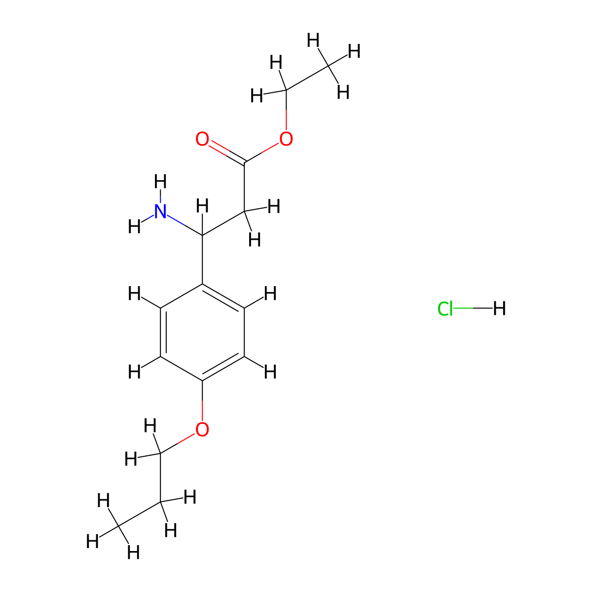 Ethyl 3-amino-3-(4-propoxyphenyl)propanoate hydrochloride molecular structure, CAS 1049735-26-3