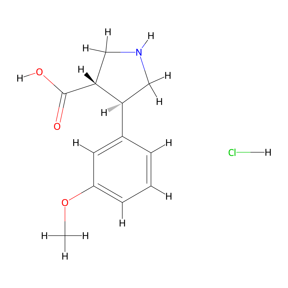 (3S,4R)-4-(3-methoxyphenyl)pyrrolidine-3-carboxylic acid hydrochloride molecular structure, CAS 1049735-29-6