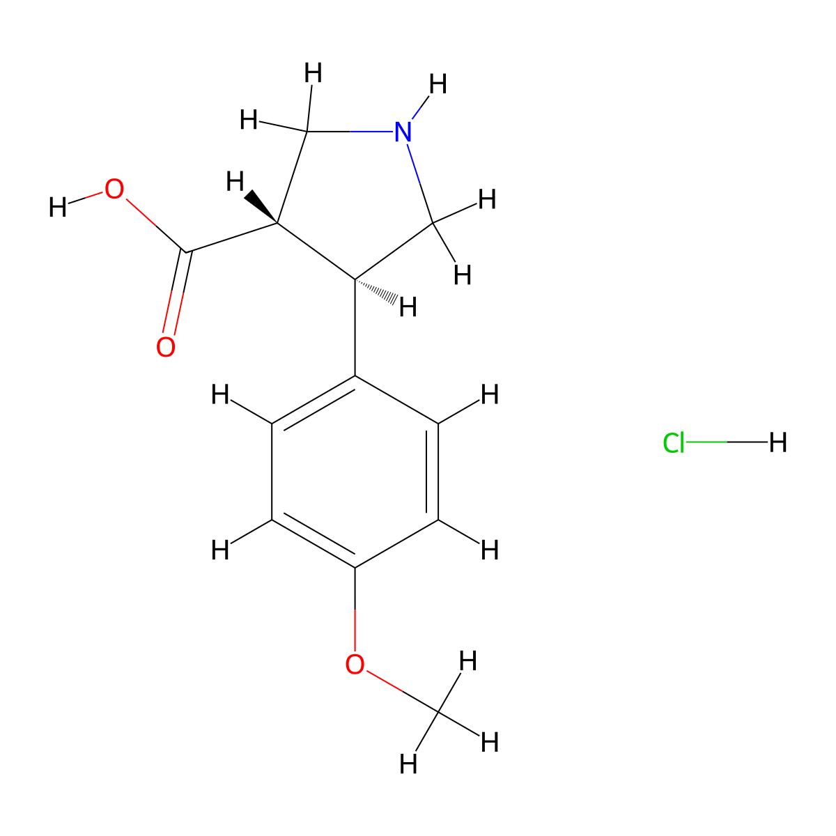 (3S,4R)-4-(4-methoxyphenyl)pyrrolidine-3-carboxylic acid hydrochloride molecular structure, CAS 1049735-52-5