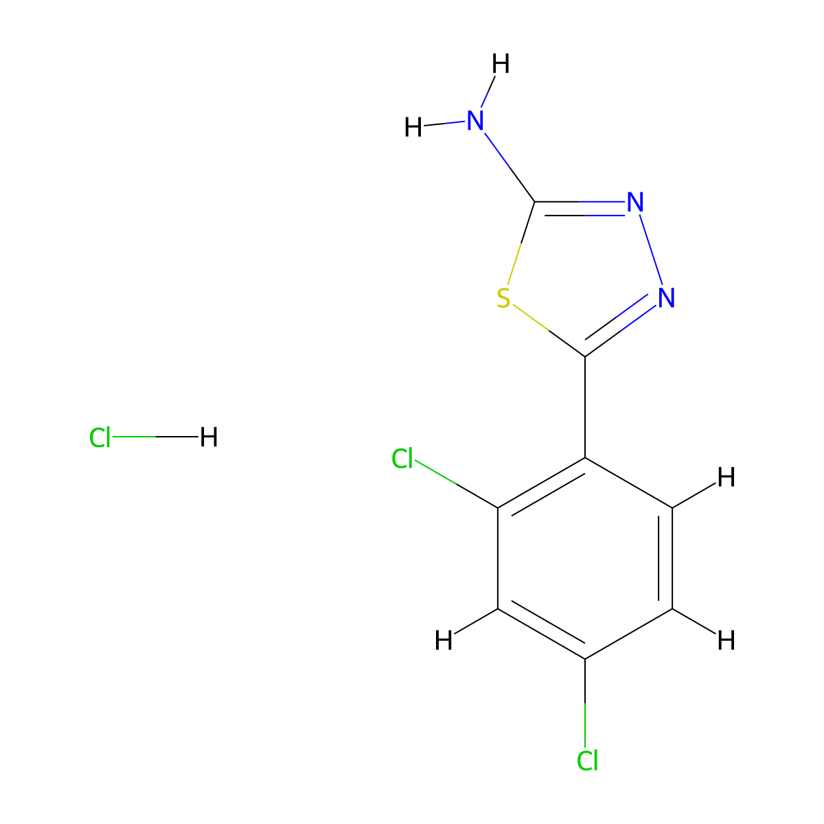 5-(2,4-Dichlorophenyl)-1,3,4-thiadiazol-2-ylamine hydrochloride molecular structure, CAS 1049735-63-8