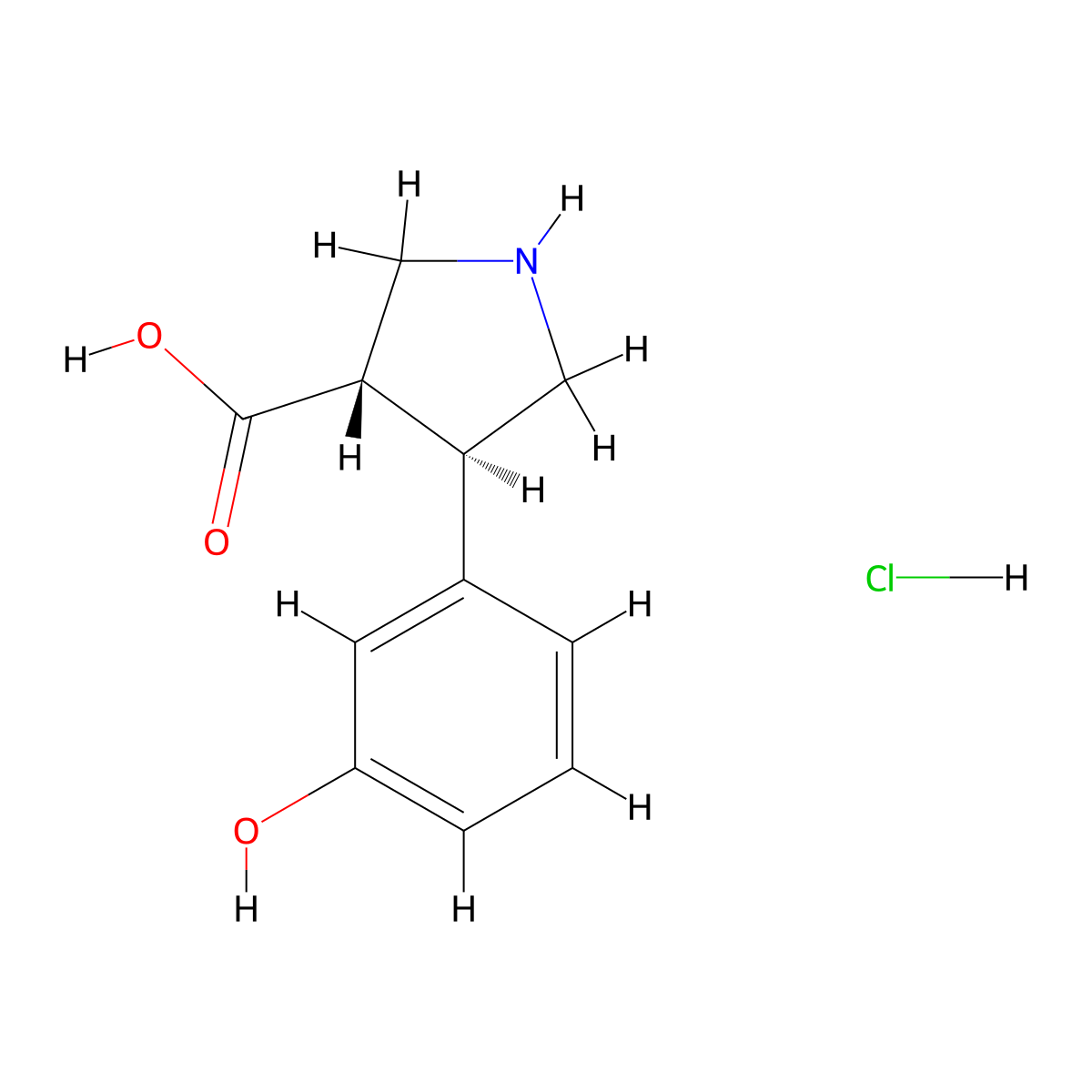 (+/-)-trans-4-(3-Hydroxy-phenyl)-pyrrolidine-3-carboxylic acid-HCl molecular structure, CAS 1049735-74-1