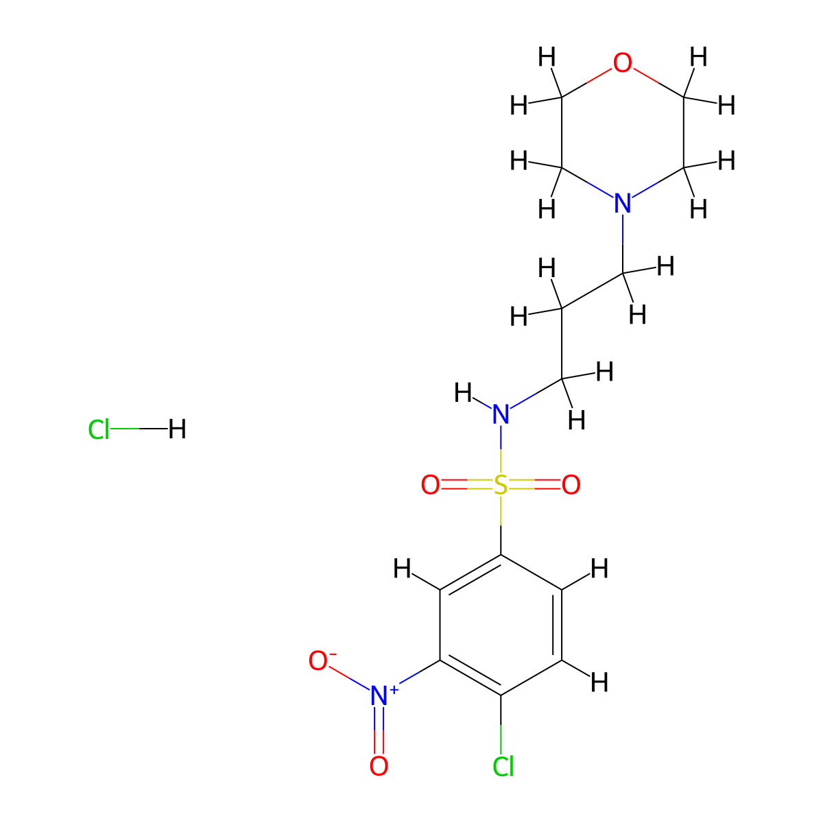4-chloro-N-[3-(morpholin-4-yl)propyl]-3-nitrobenzene-1-sulfonamide hydrochloride molecular structure, CAS 1049735-87-6