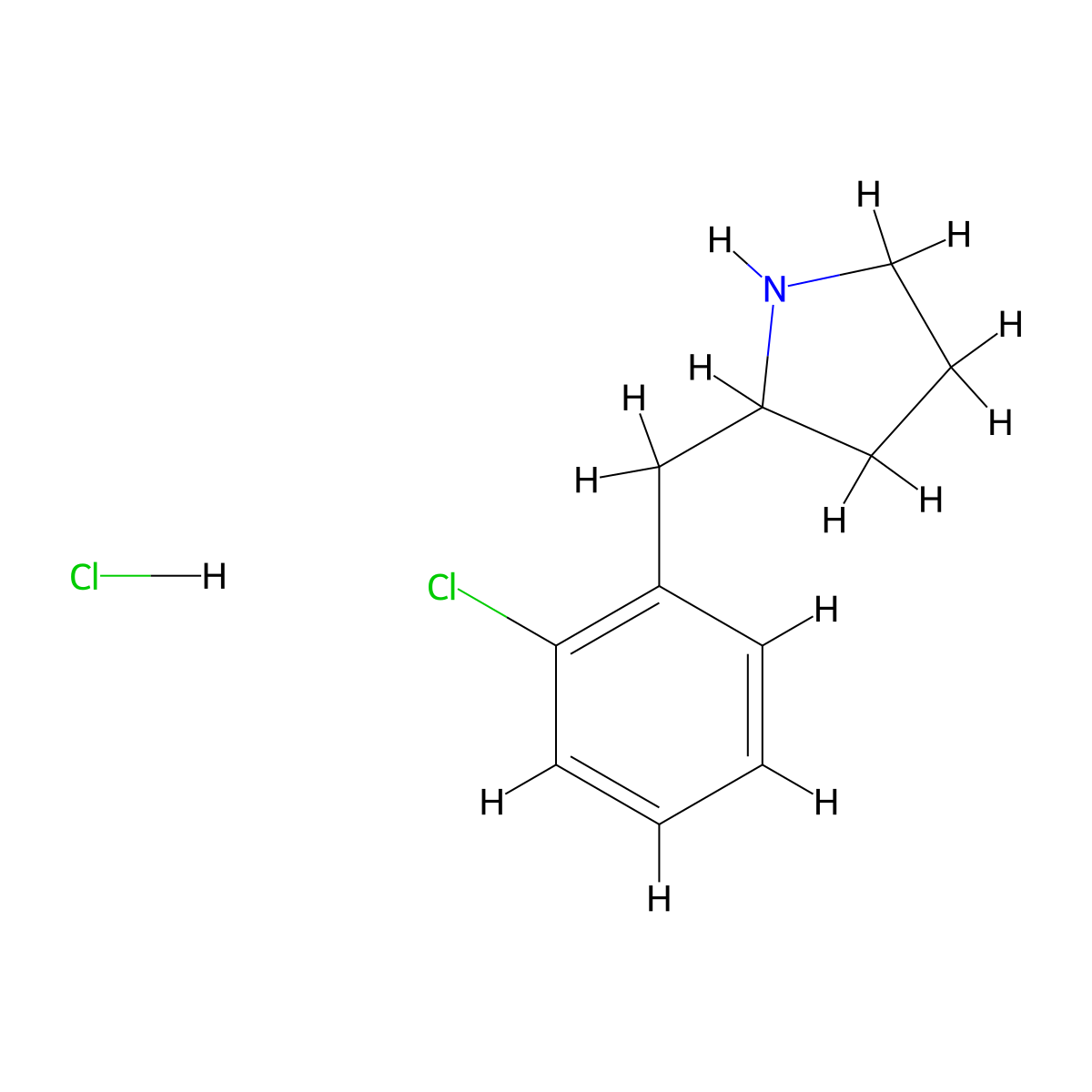 2-((2-Chlorophenyl)methyl)pyrrolidine hydrochloride molecular structure, CAS 1049735-96-7