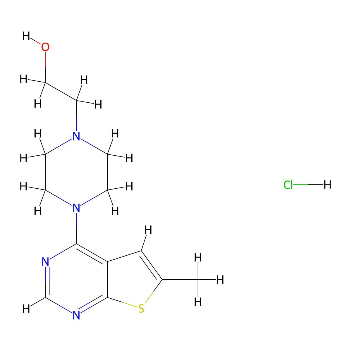 2-(4-(6-Methylthieno[2,3-d]pyrimidin-4-yl)piperazin-1-yl)ethanol hydrochloride molecular structure, CAS 1049736-40-4