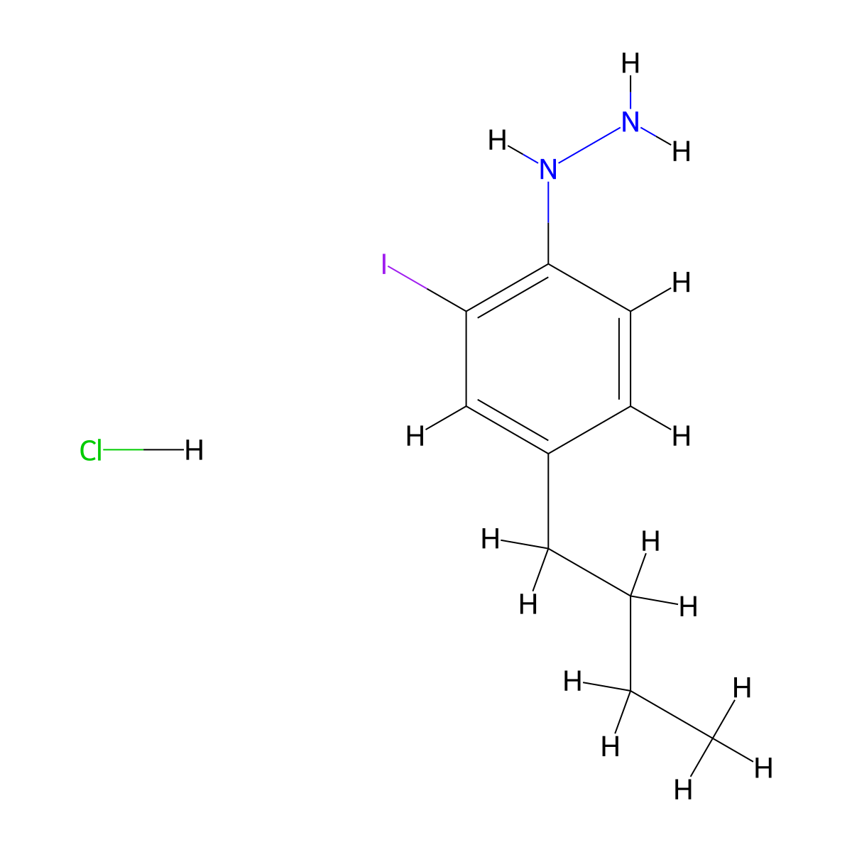 1-(4-Butyl-2-iodophenyl)hydrazine hydrochloride molecular structure, CAS 1049736-51-7