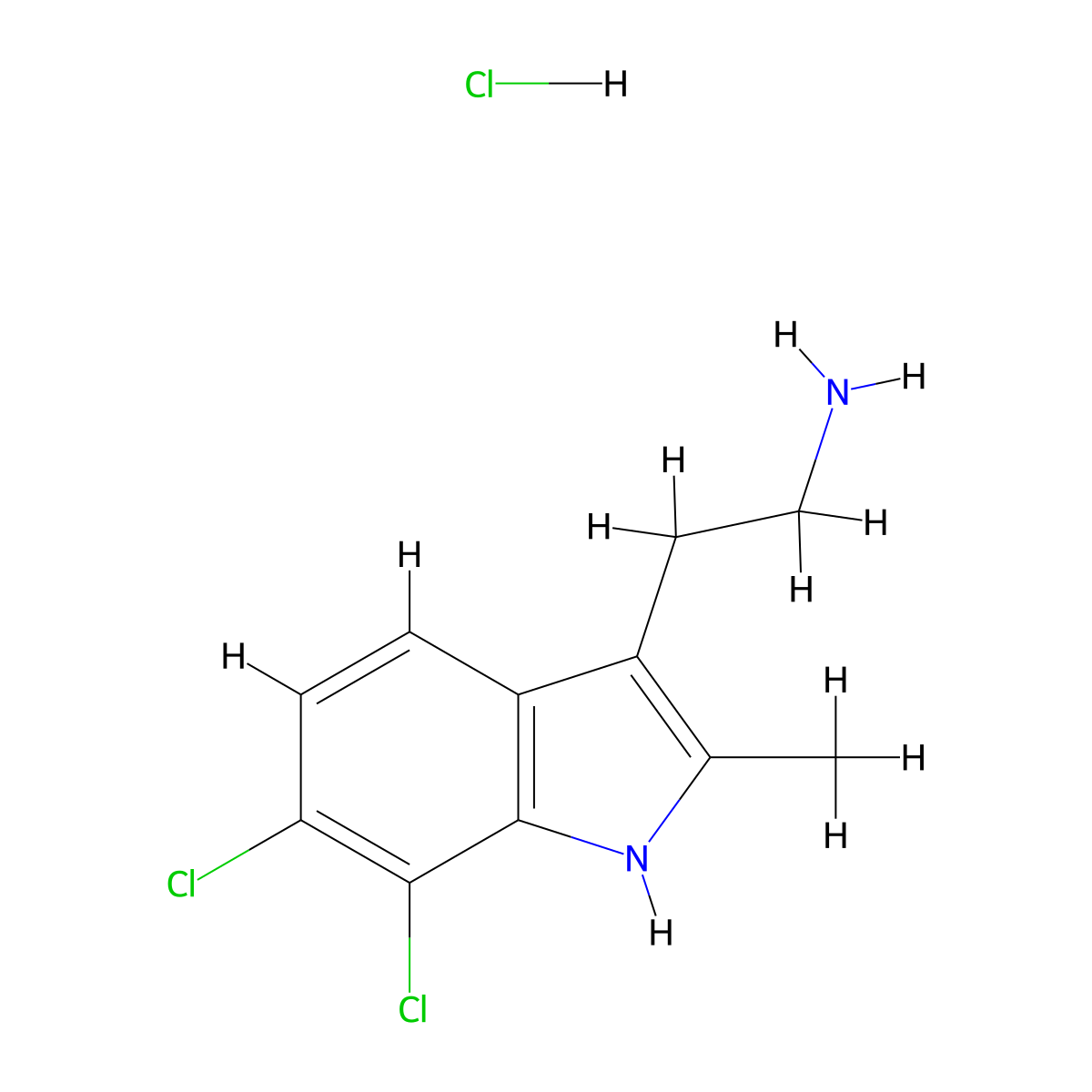 2-(6,7-dichloro-2-methyl-1H-indol-3-yl)ethanamine hydrochloride molecular structure, CAS 1049736-67-5