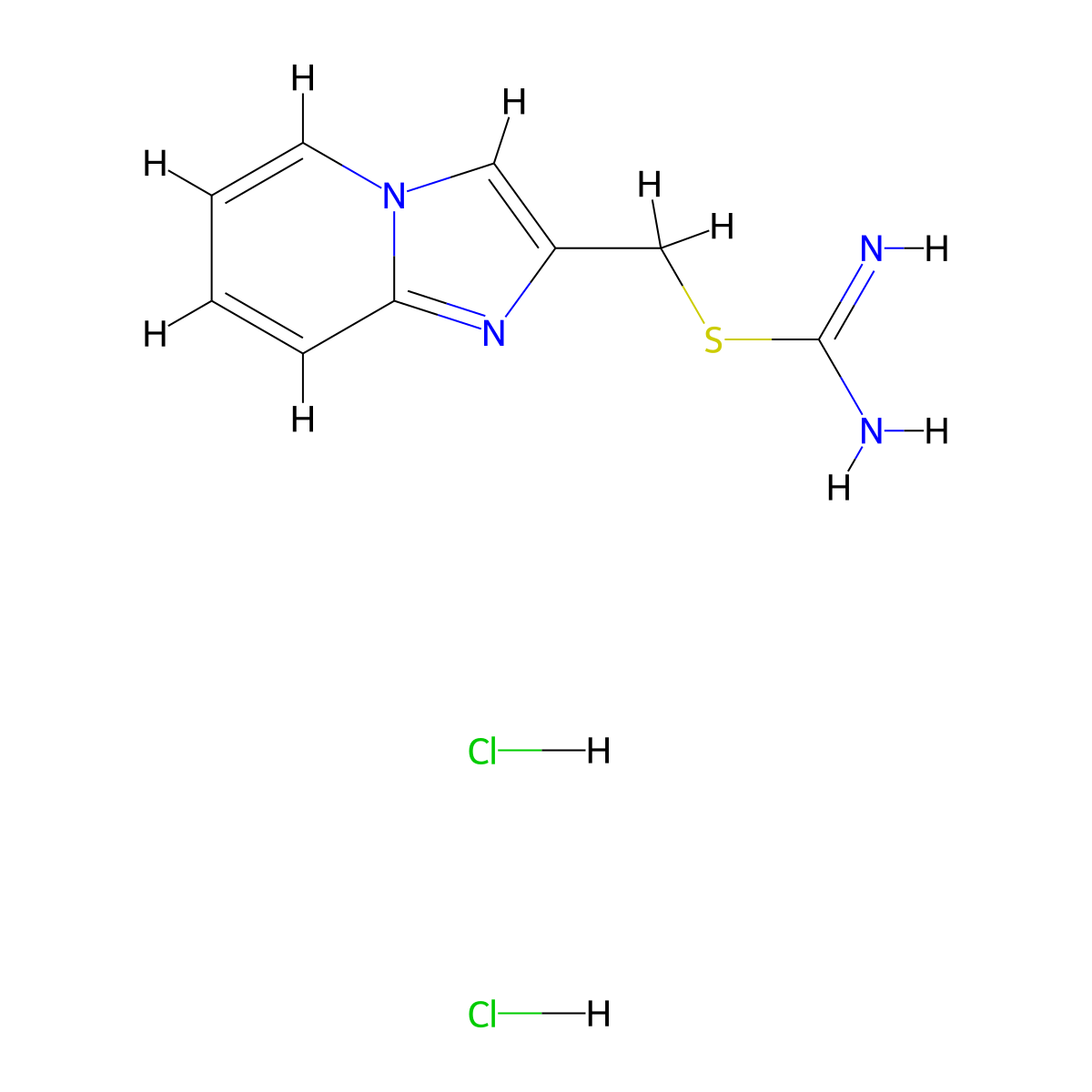 Imidazo[1,2-a]pyridin-2-ylmethyl carbamimidothioate dihydrochloride molecular structure, CAS 1049736-79-9