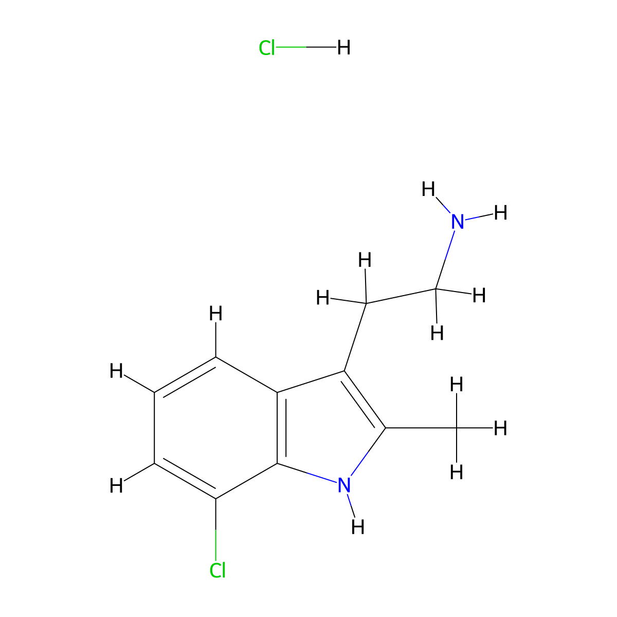 2-(7-chloro-2-methyl-1H-indol-3-yl)ethanamine hydrochloride molecular structure, CAS 1049737-17-8