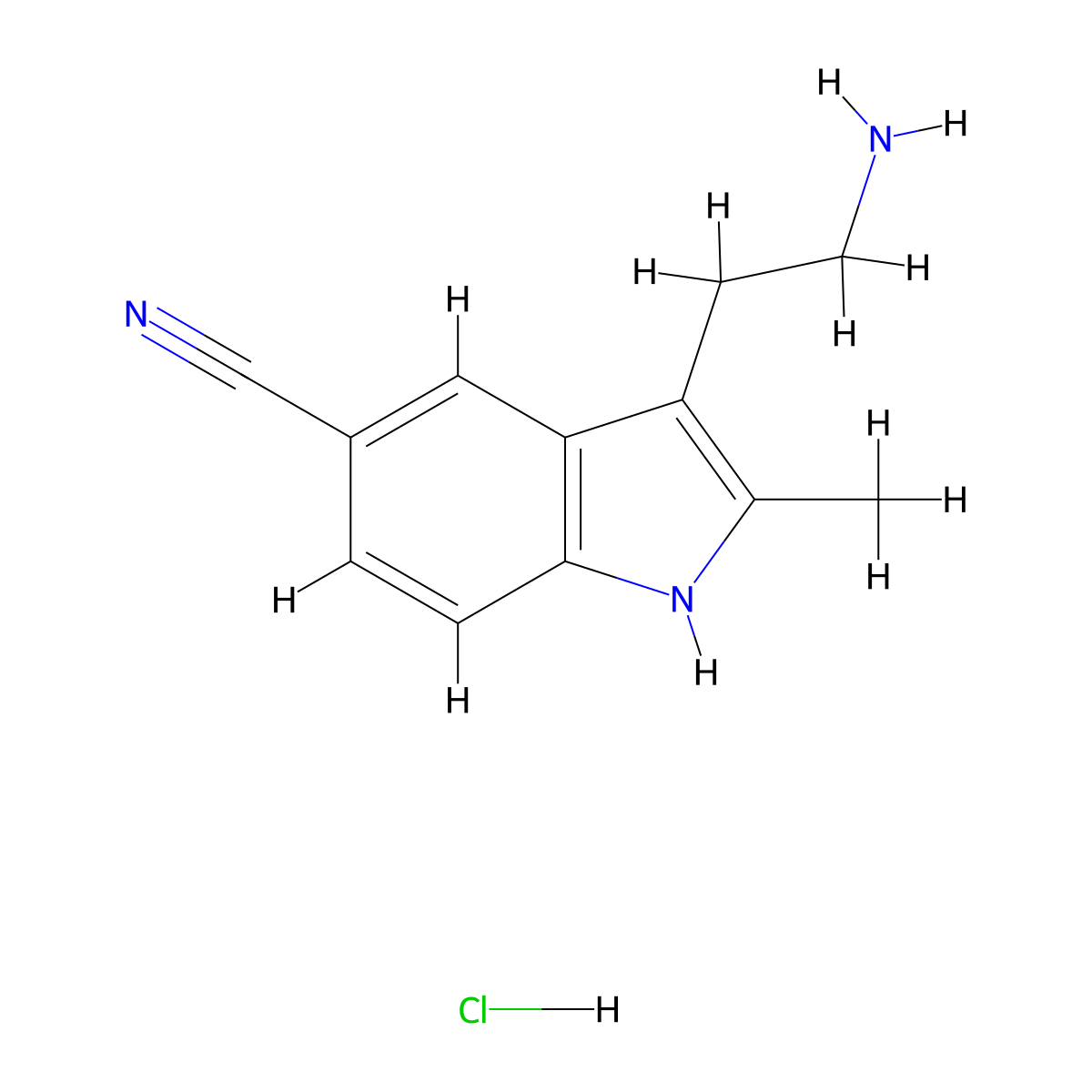3-(2-aminoethyl)-2-methyl-1H-indole-5-carbonitrile hydrochloride molecular structure, CAS 1049737-40-7
