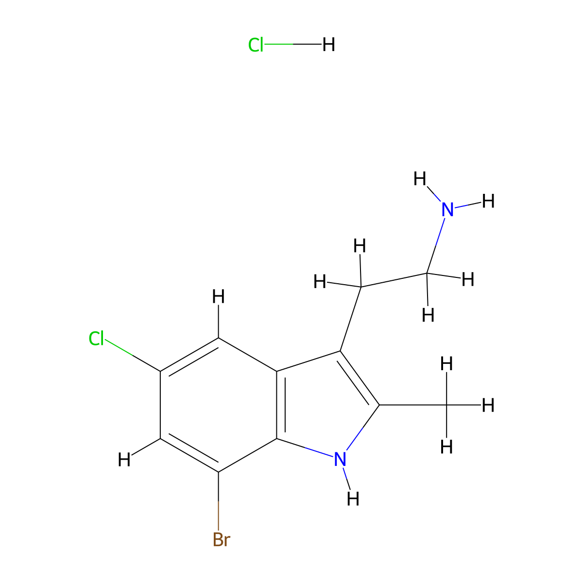 2-(7-Bromo-5-chloro-2-methyl-1H-indol-3-yl)ethanamine hydrochloride molecular structure, CAS 1049737-51-0