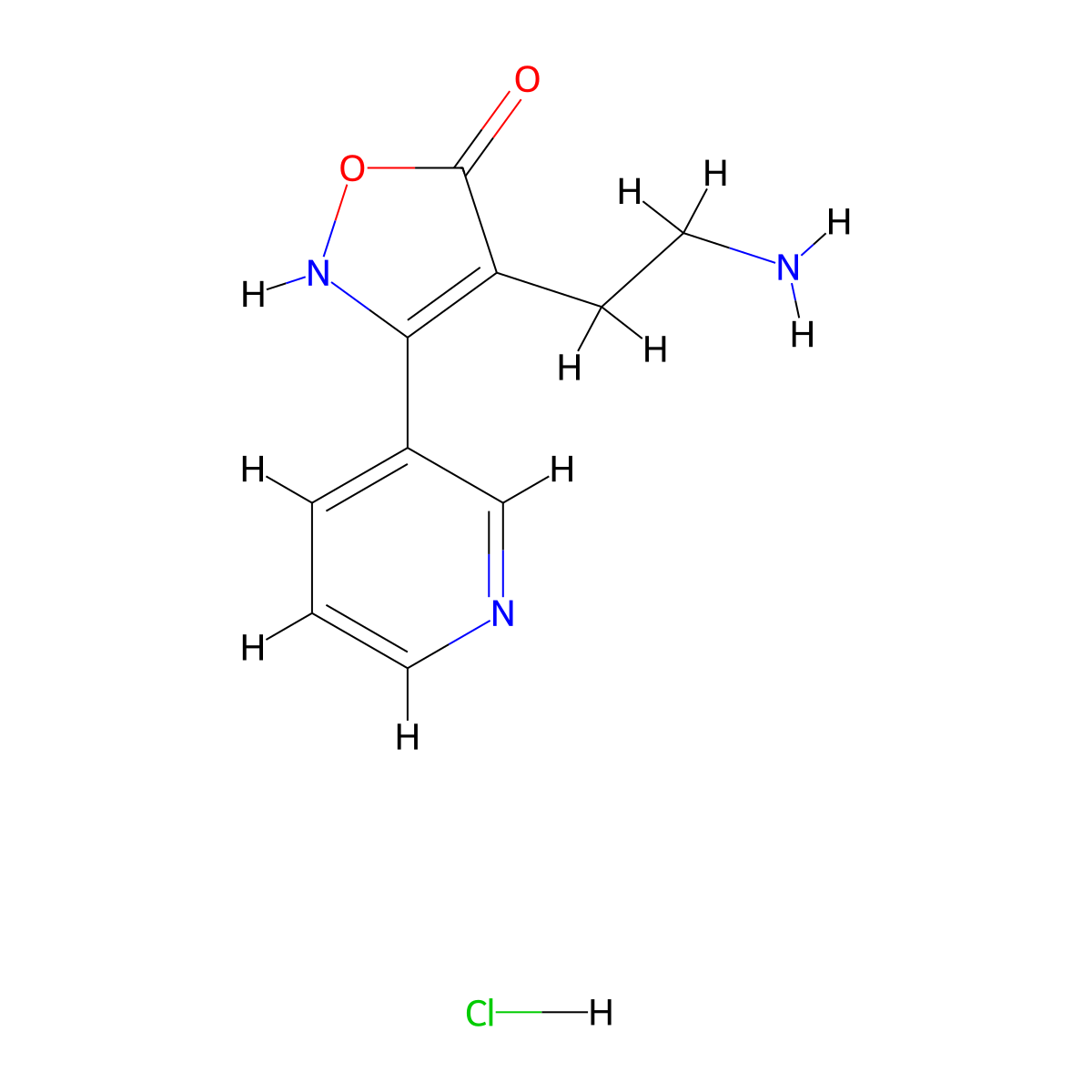4-(2-aminoethyl)-3-(3-pyridinyl)-5(2H)-isoxazolone hydrochloride molecular structure, CAS 1049738-55-7