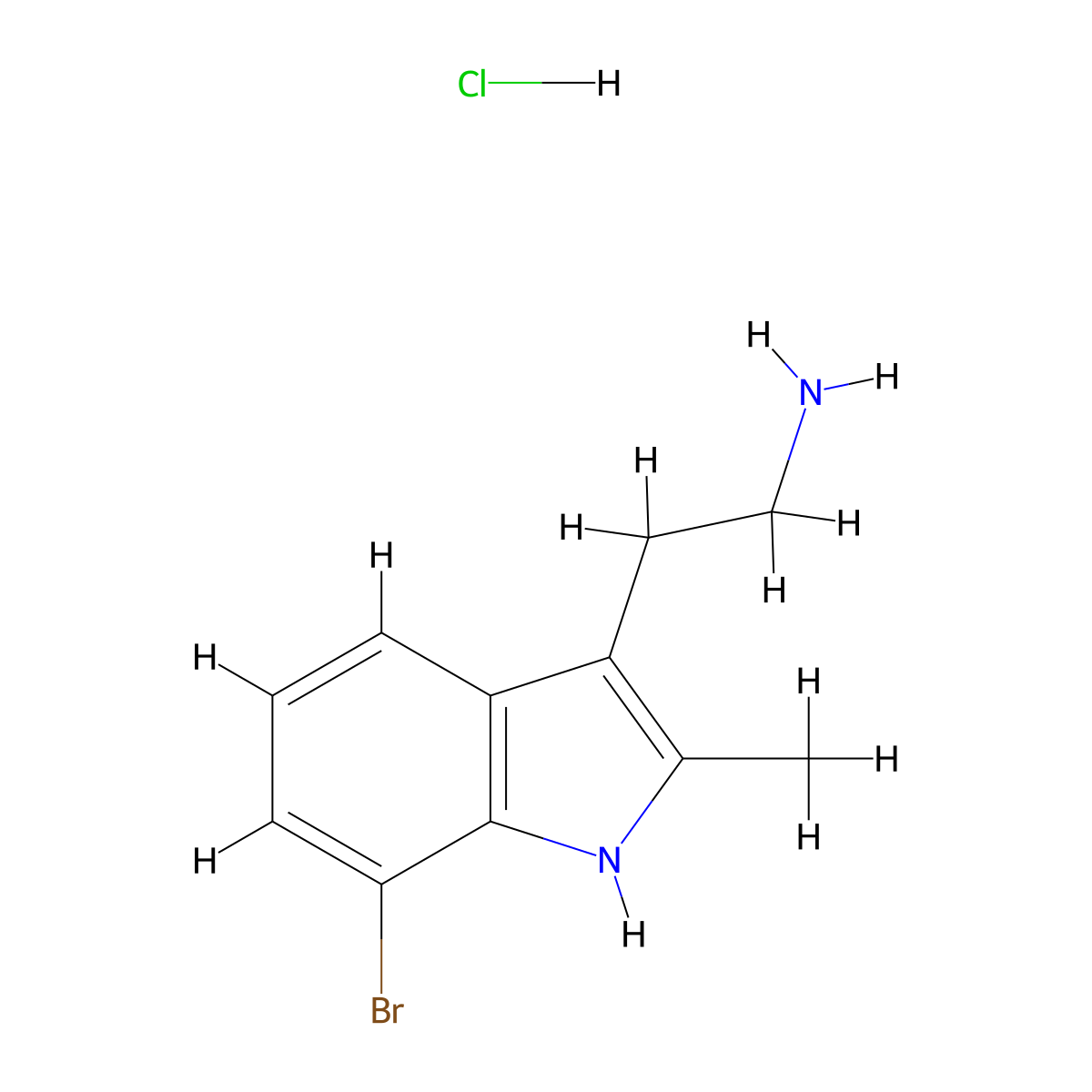 2-(7-bromo-2-methyl-1H-indol-3-yl)ethanamine hydrochloride molecular structure, CAS 1049738-87-5